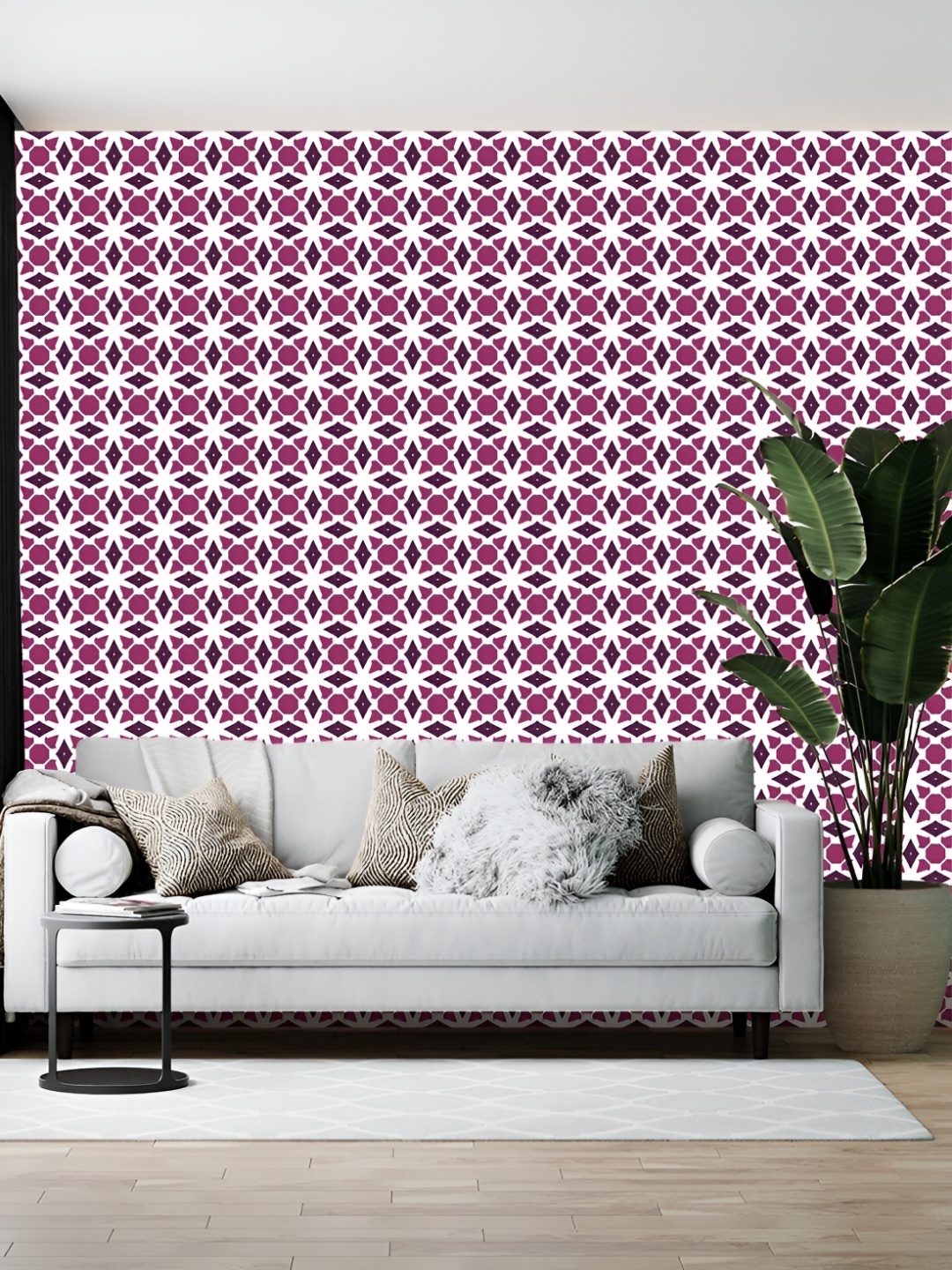 

Wallpics Purple & White Printed Self-Adhesive Wallpaper