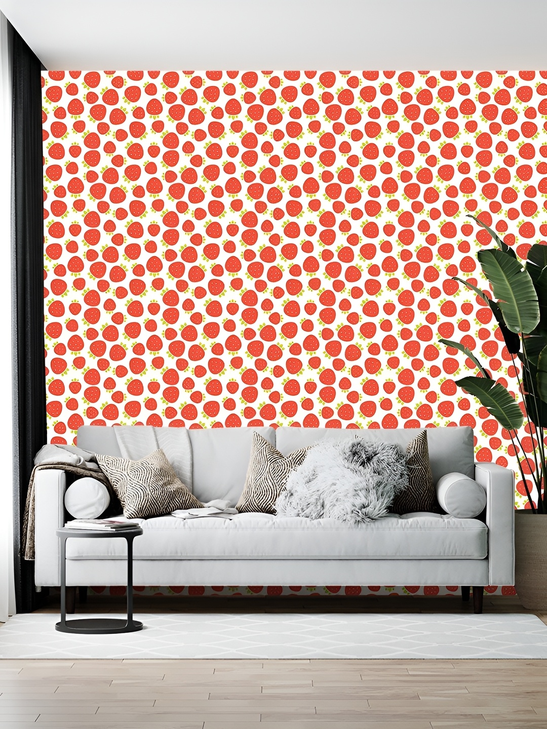 

Wallpics Red & White Abstract Printed Self Adhesive Wall Sticker