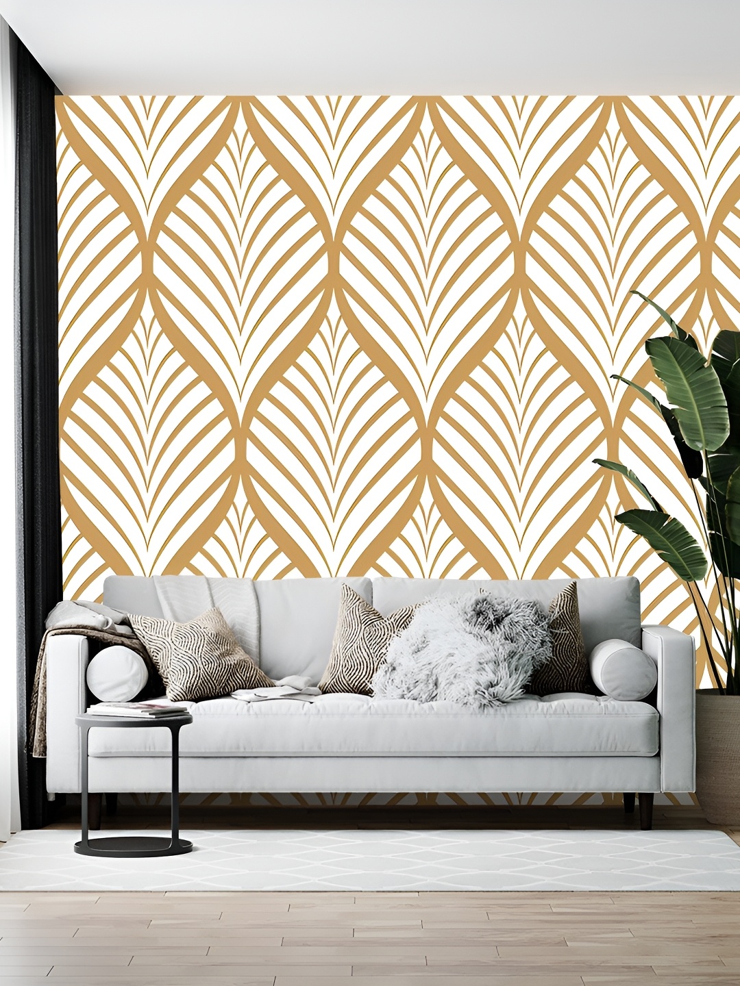 

Wallpics White & Yellow Printed Self-Adhesive Wallpaper