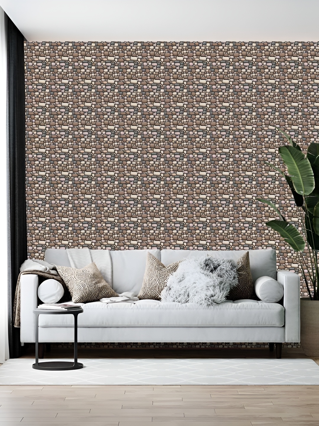 

Wallpics Grey and Brown Printed Self-Adhesive Wallpaper Sticker