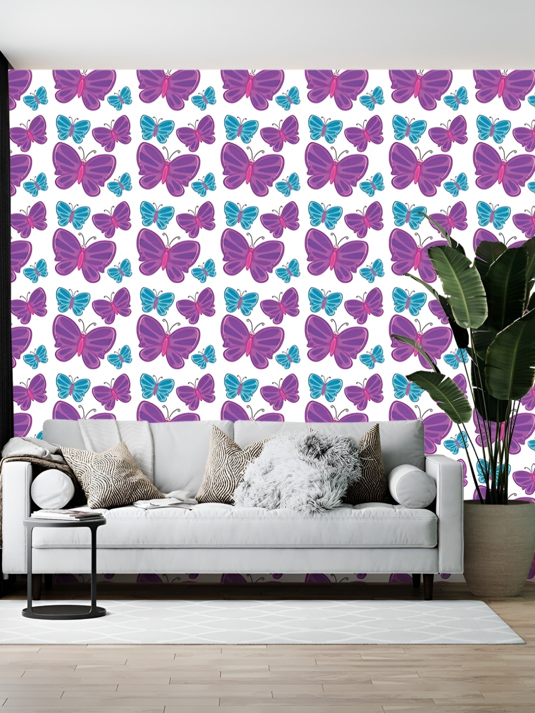 

Wallpics White & Purple Abstract Printed Self-Adhesive Wallpaper