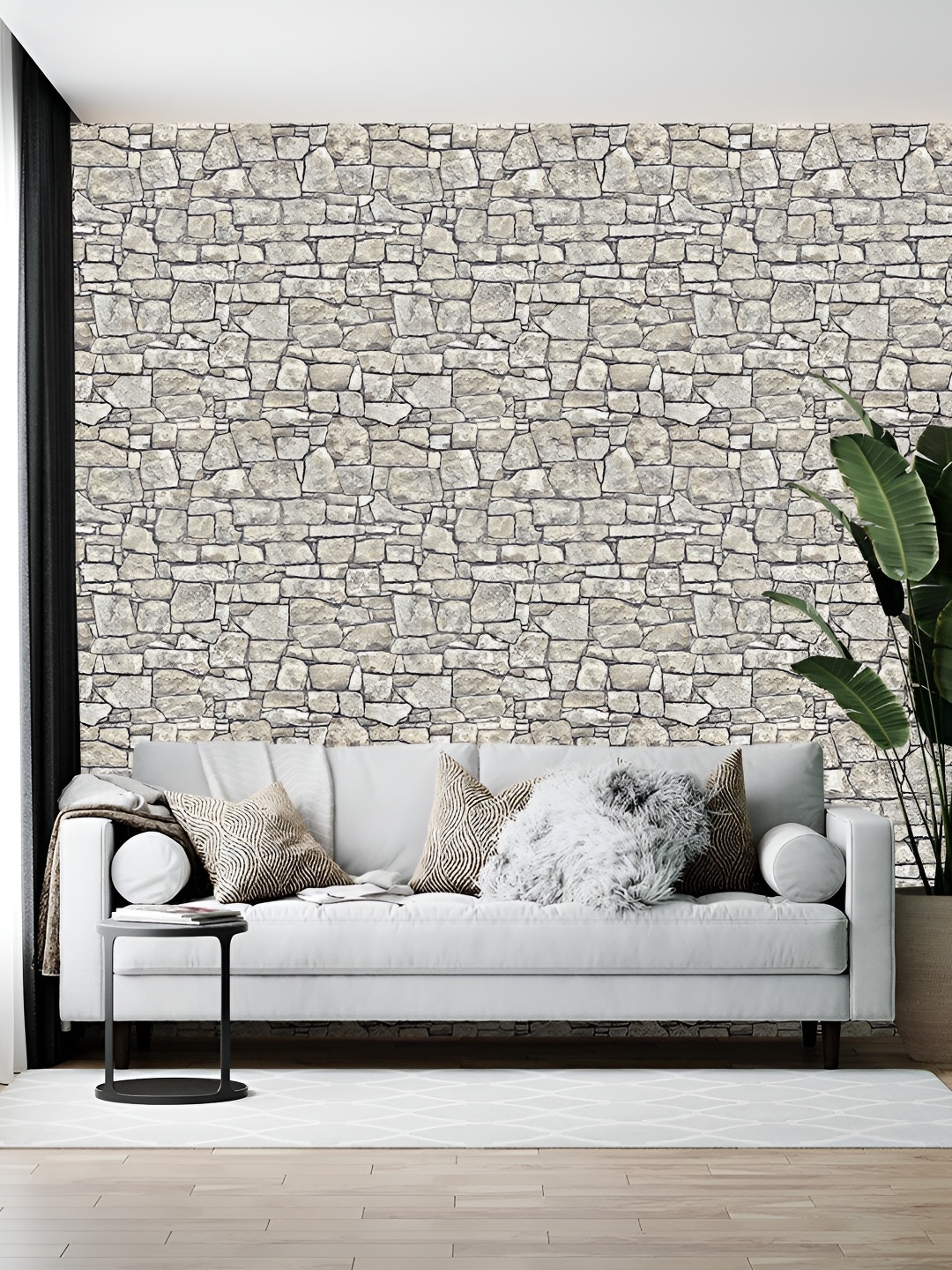 

Wallpics Grey & Black Abstract Printed Self Adhesive Wallpaper