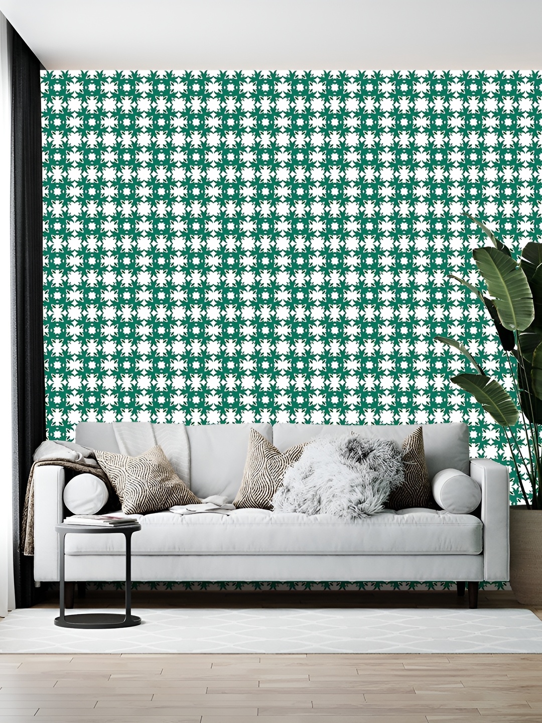 

Wallpics Green & White Printed Wallpaper
