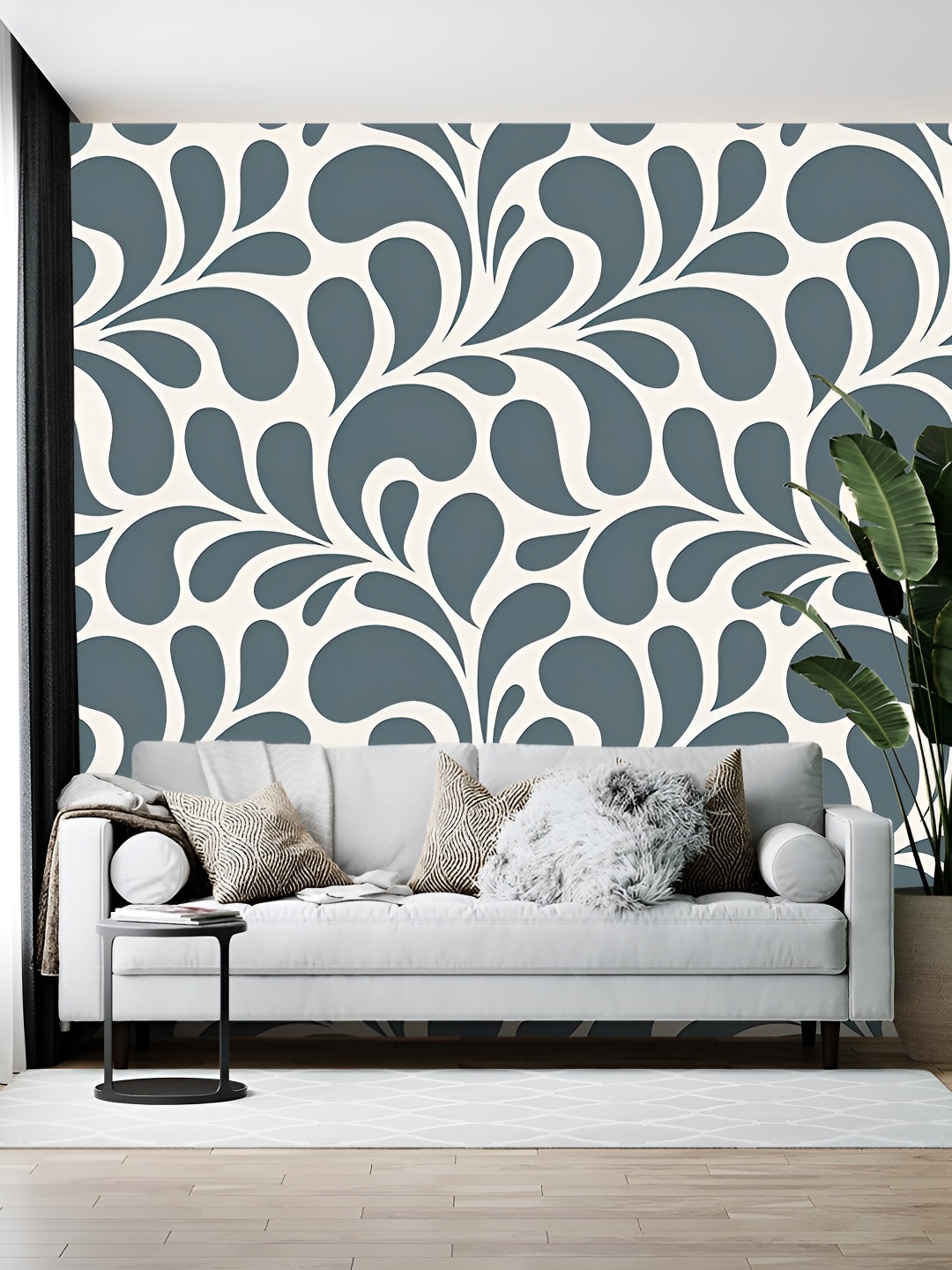 

Wallpics White & Grey Abstract Printed Wallpaper