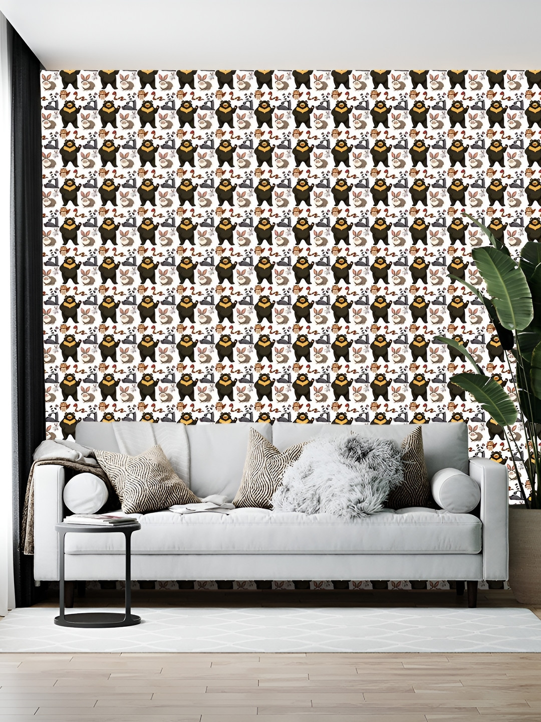 

Wallpics White & Grey Printed Self-Adhesive Wallpaper