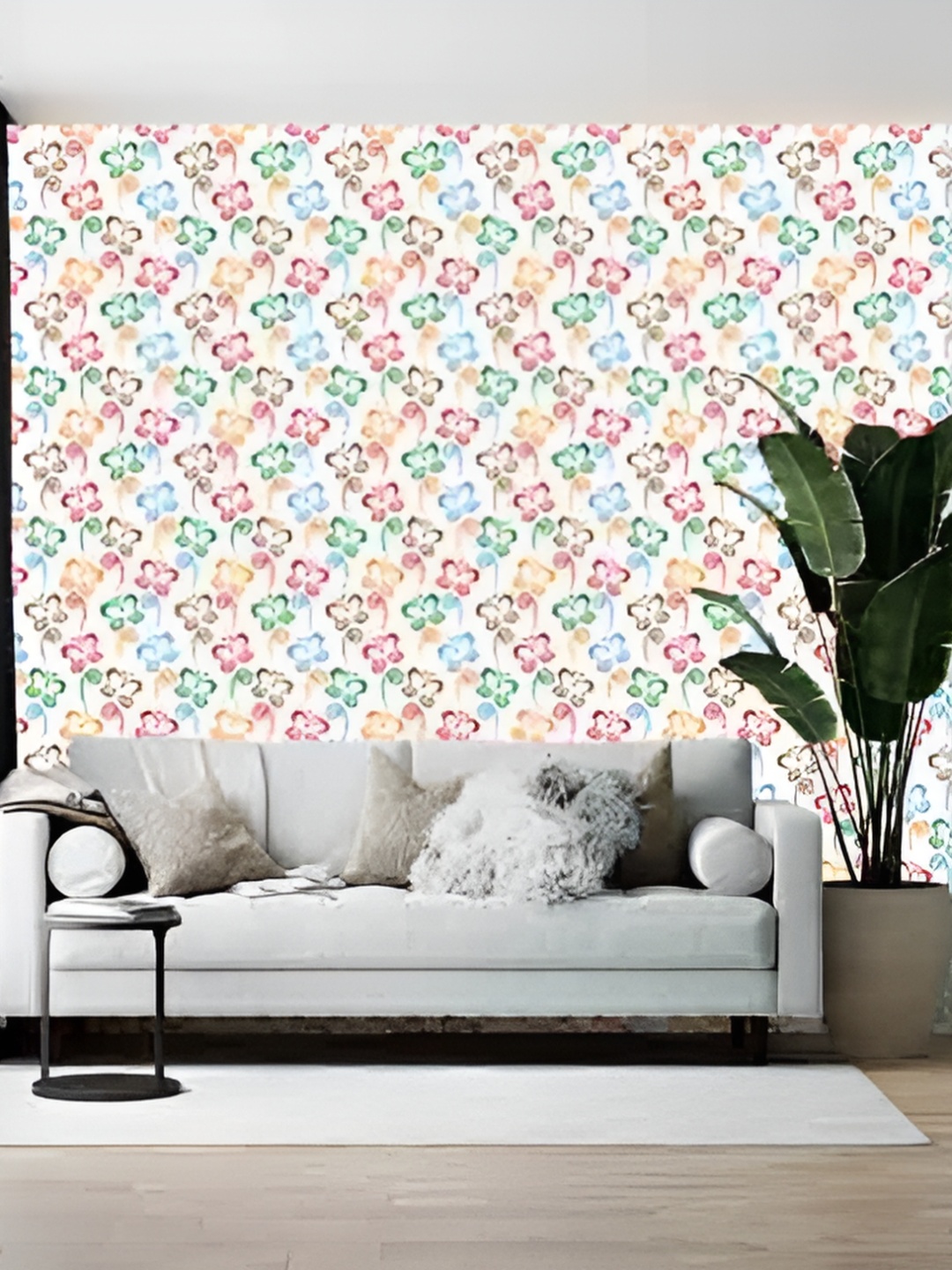 

Wallpics White & Yellow Printed Self-Adhesive Wallpaper