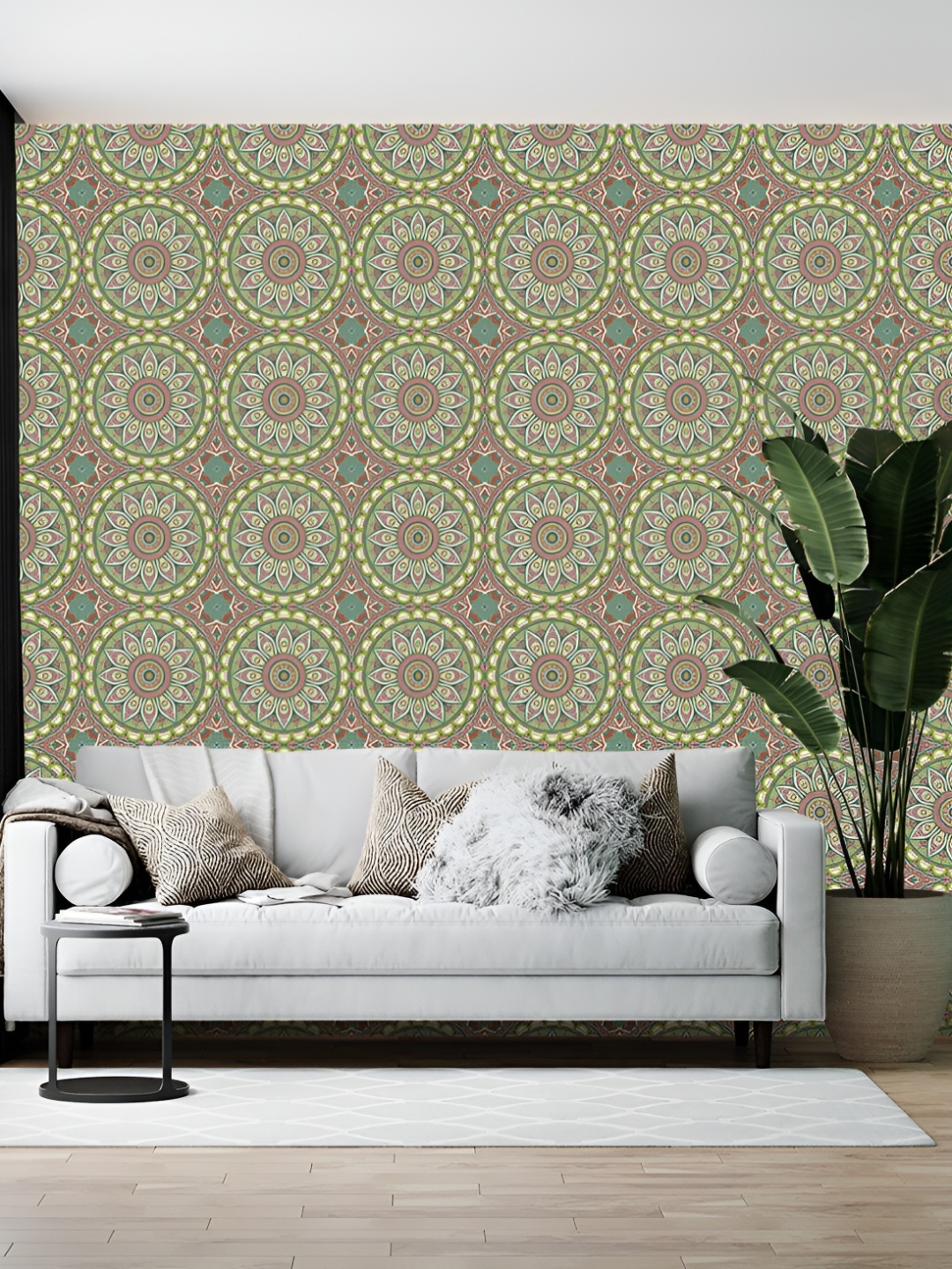 

Wallpics Pink & Green Printed Self-Adhesive Wallpaper