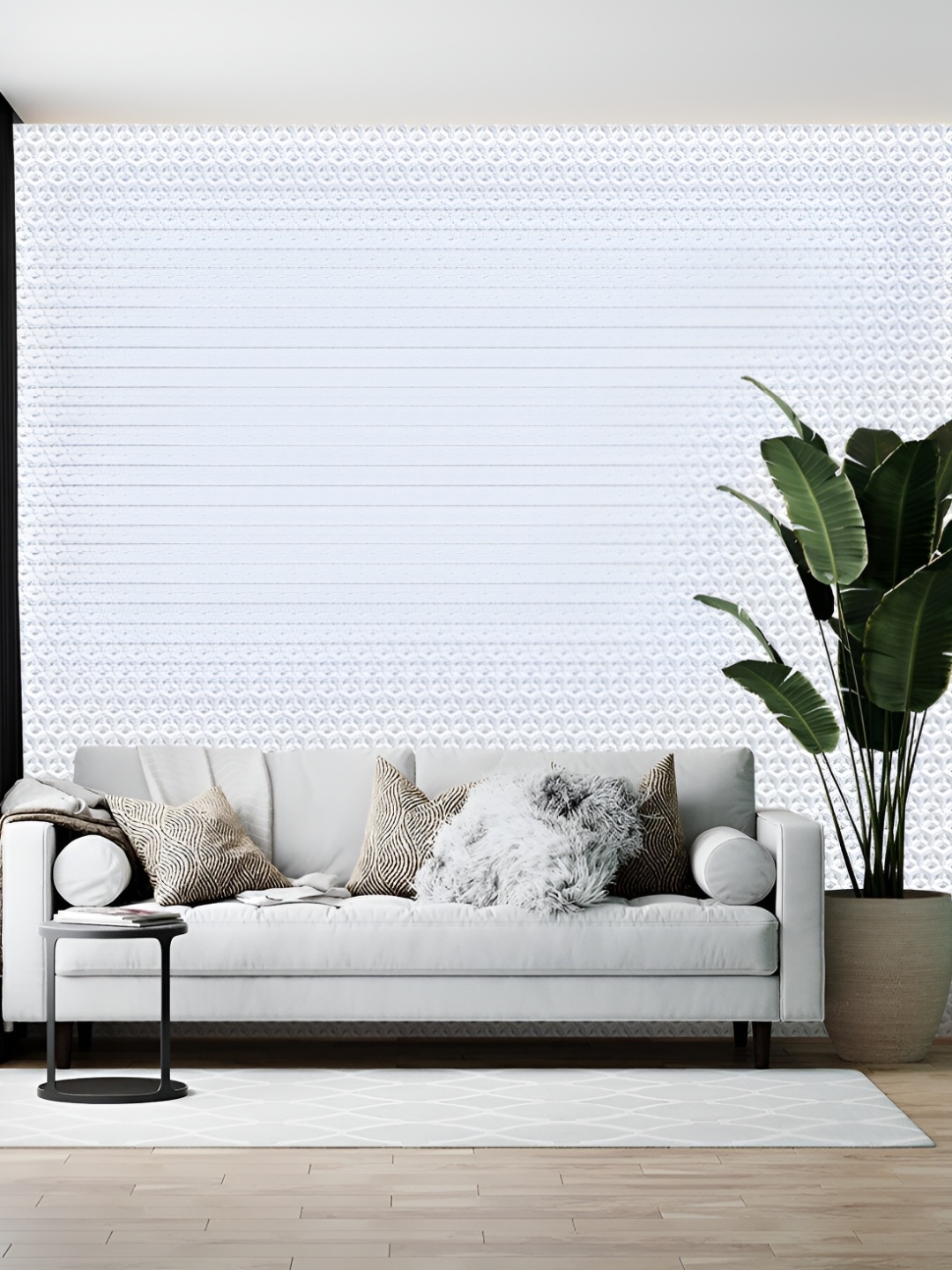 

Wallpics White & Grey Printed Self-Adhesive Wallpaper