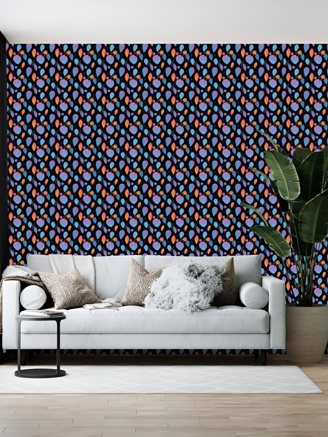 

Wallpics Blue Printed Self-Adhesive Wallpaper