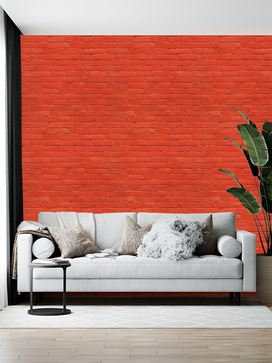 Wallpics Red Abstract Printed Self-Adhesive Wallpaper