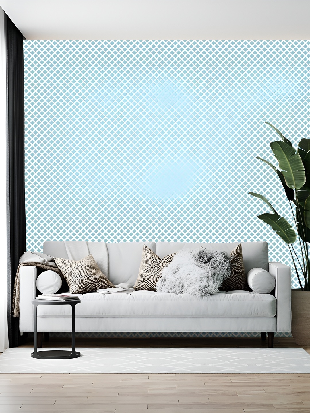 

Wallpics White & Blue Printed Self-Adhesive Wallpaper