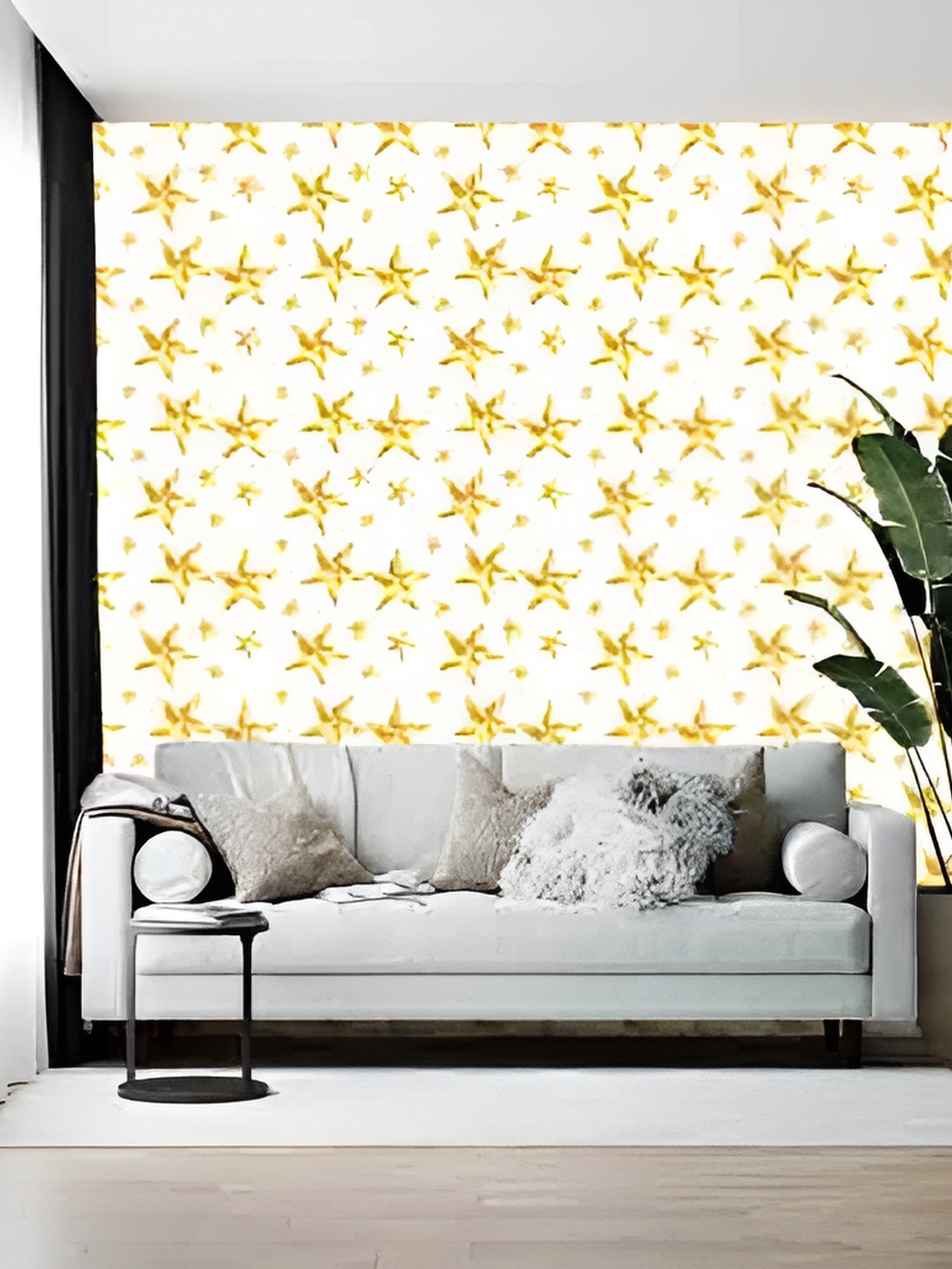 

Wallpics White & Yellow Decorative Printed Self-Adhesive Wallpaper