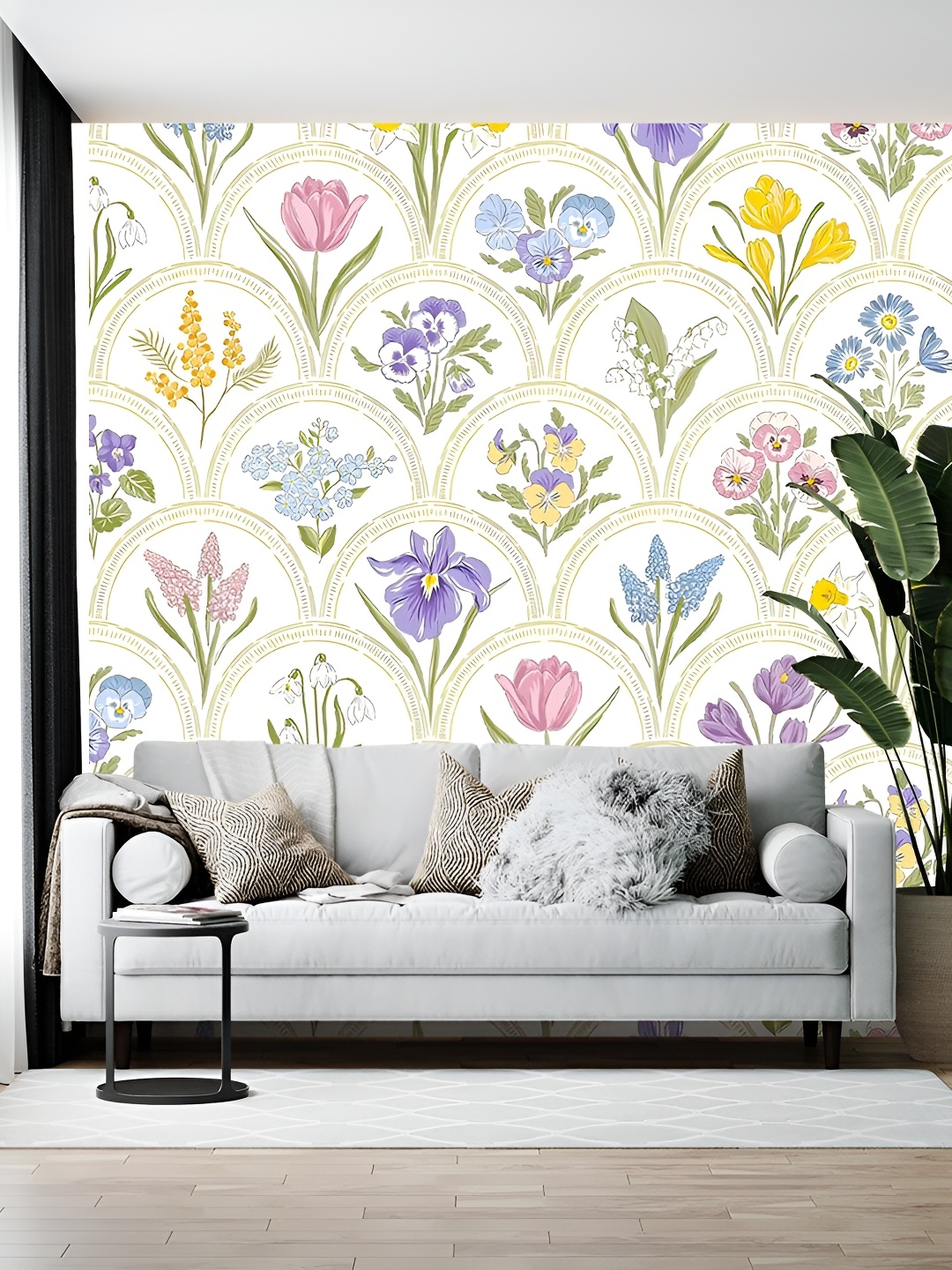

Wallpics White & Yellow Floral Printed Wallpaper