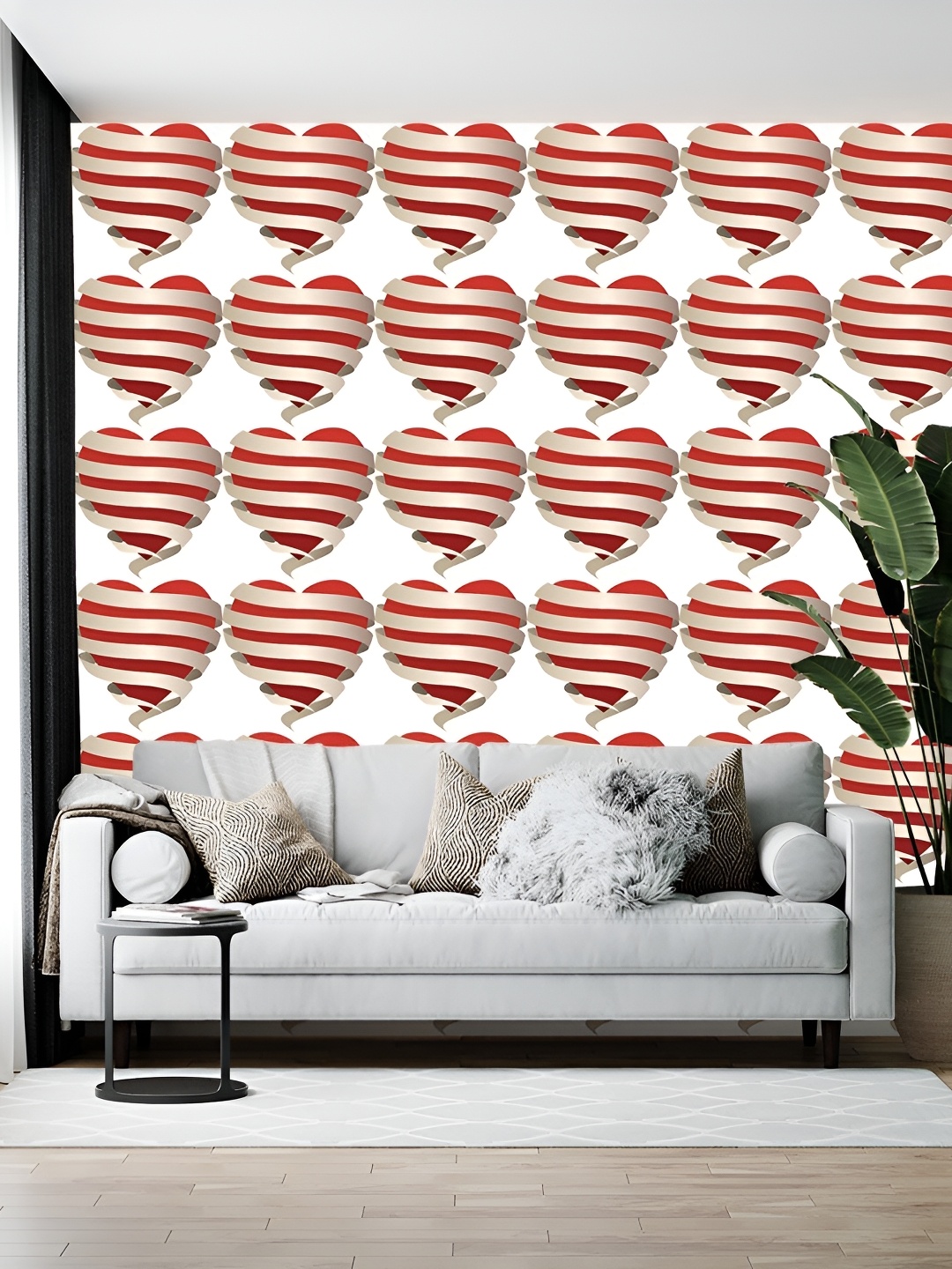 

Wallpics White & Red Abstract Printed Self-Adhesive Wallpaper