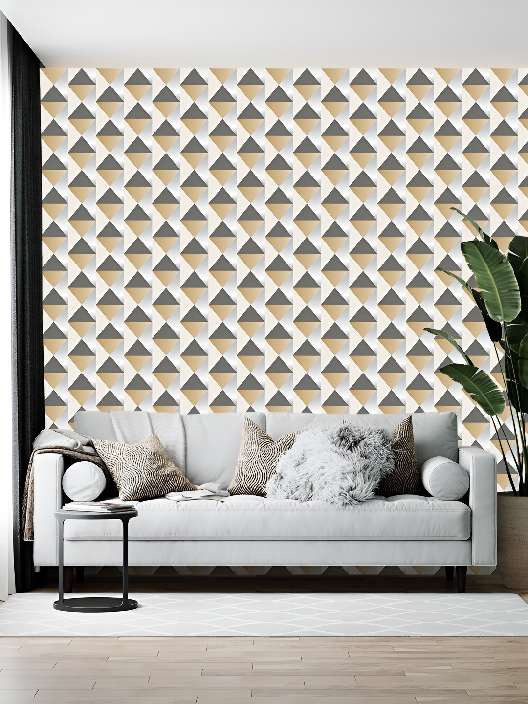 

Wallpics White & Grey Printed Self-Adhesive Wallpaper