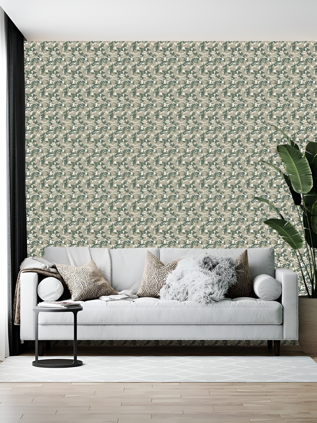 

Wallpics Brown & Green Abstract Printed Self-adhesive Wallpaper