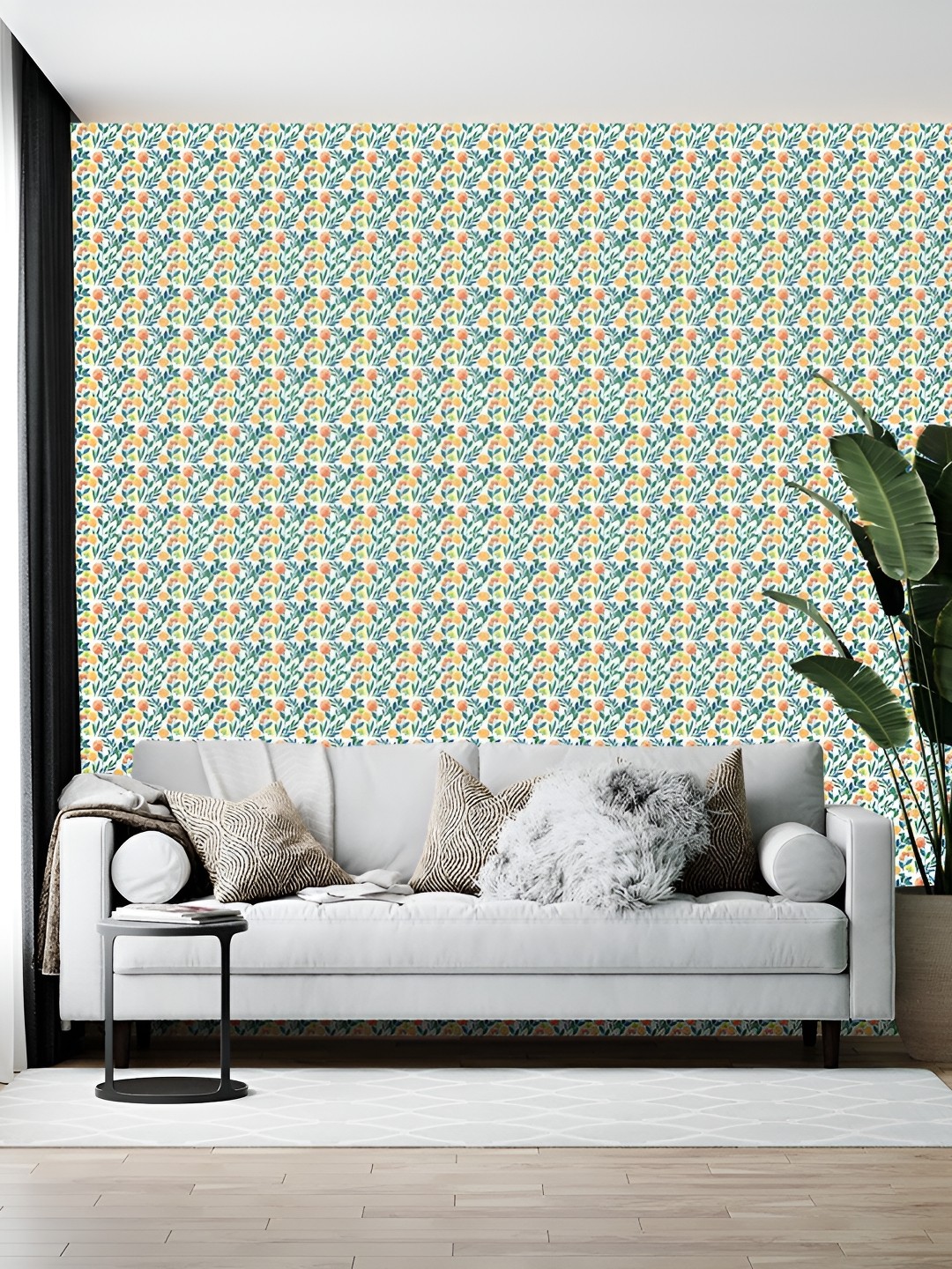 

Wallpics White & Green Abstract Printed Self-Adhesive Wallpaper