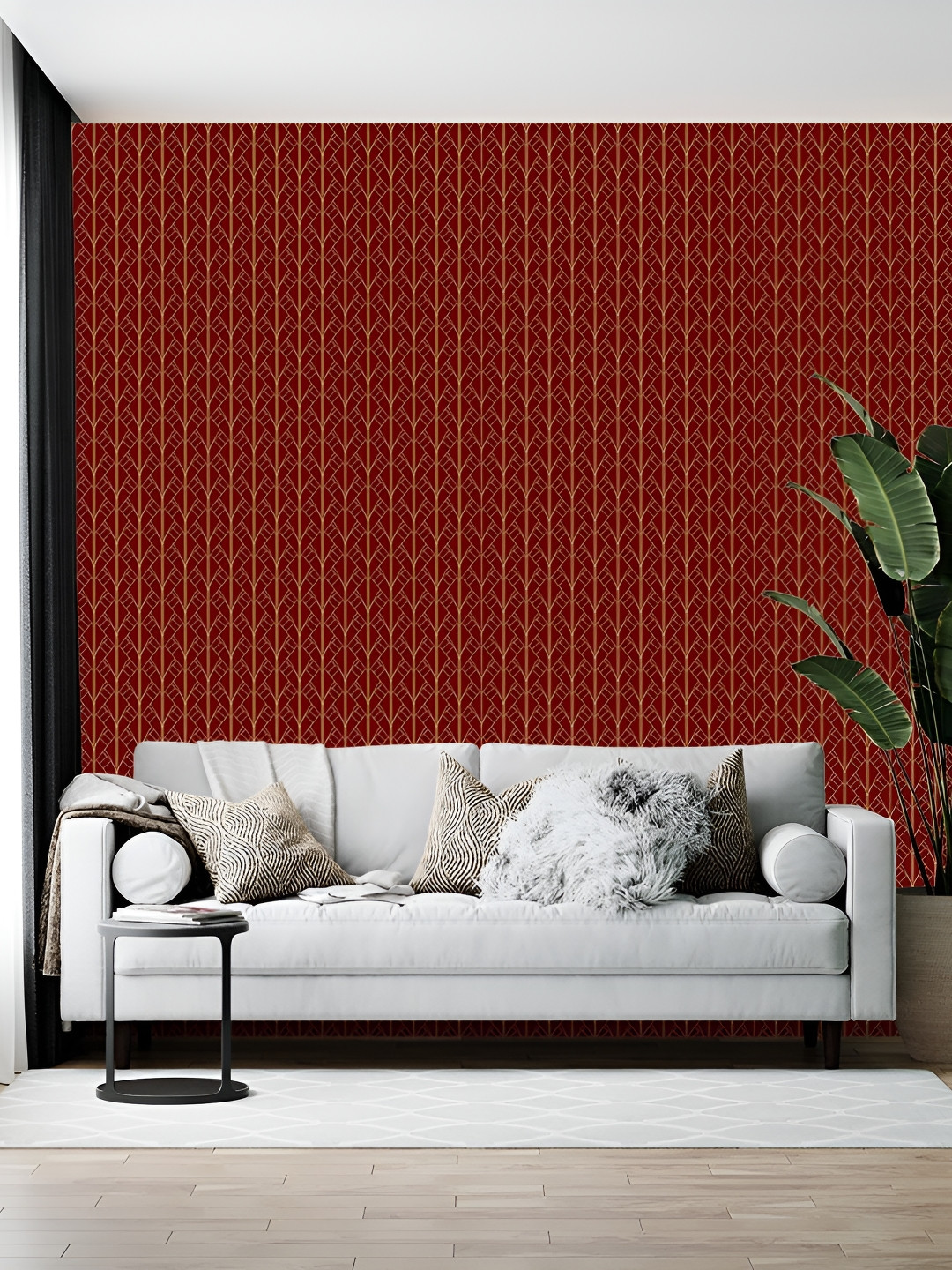 

Wallpics Maroon Abstract Printed Wallpaper