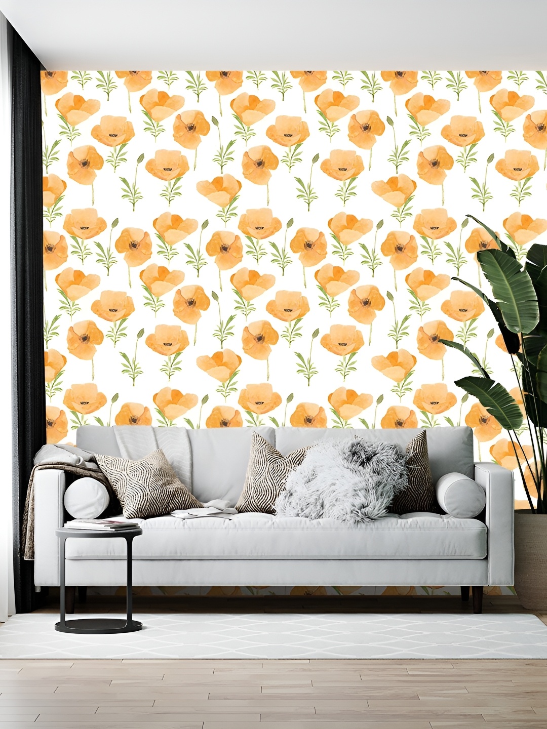 

Wallpics White & Yellow Floral & Botanical Printed Self-Adhesive Wallpaper