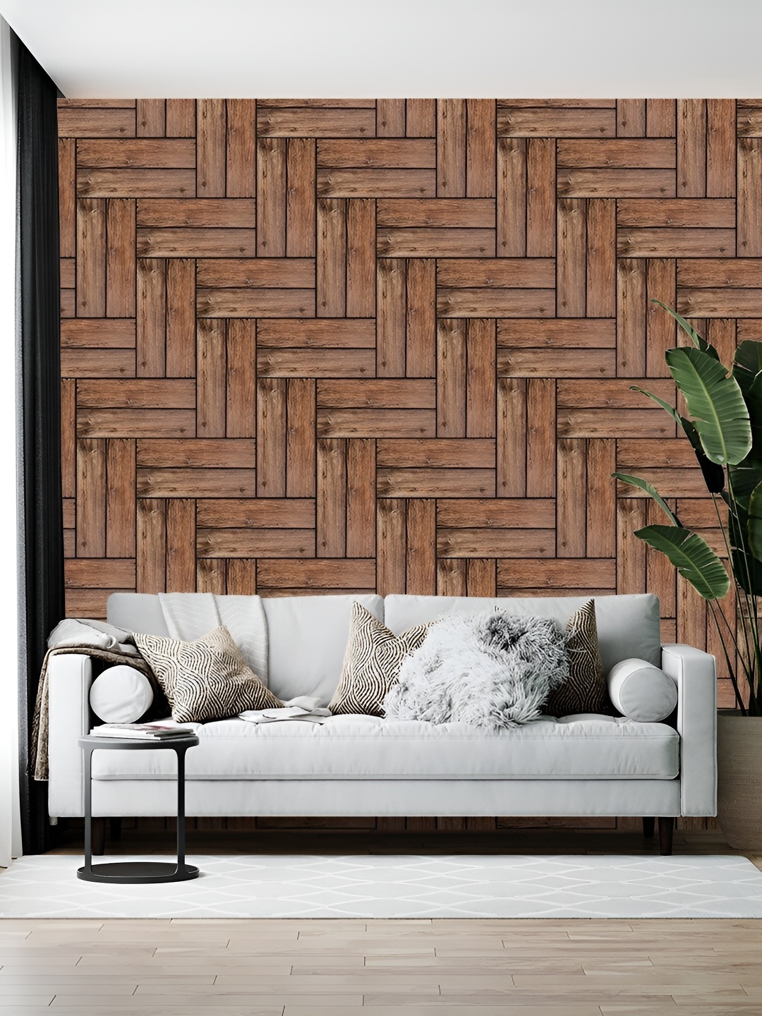 

Wallpics Brown & Black Geometric Printed Self Adhesive Wall Sticker