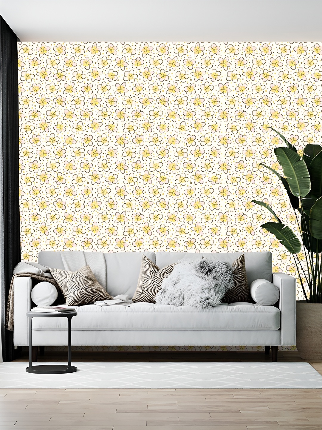 

Wallpics White & Yellow Floral Printed Self-Adhesive Wallpaper