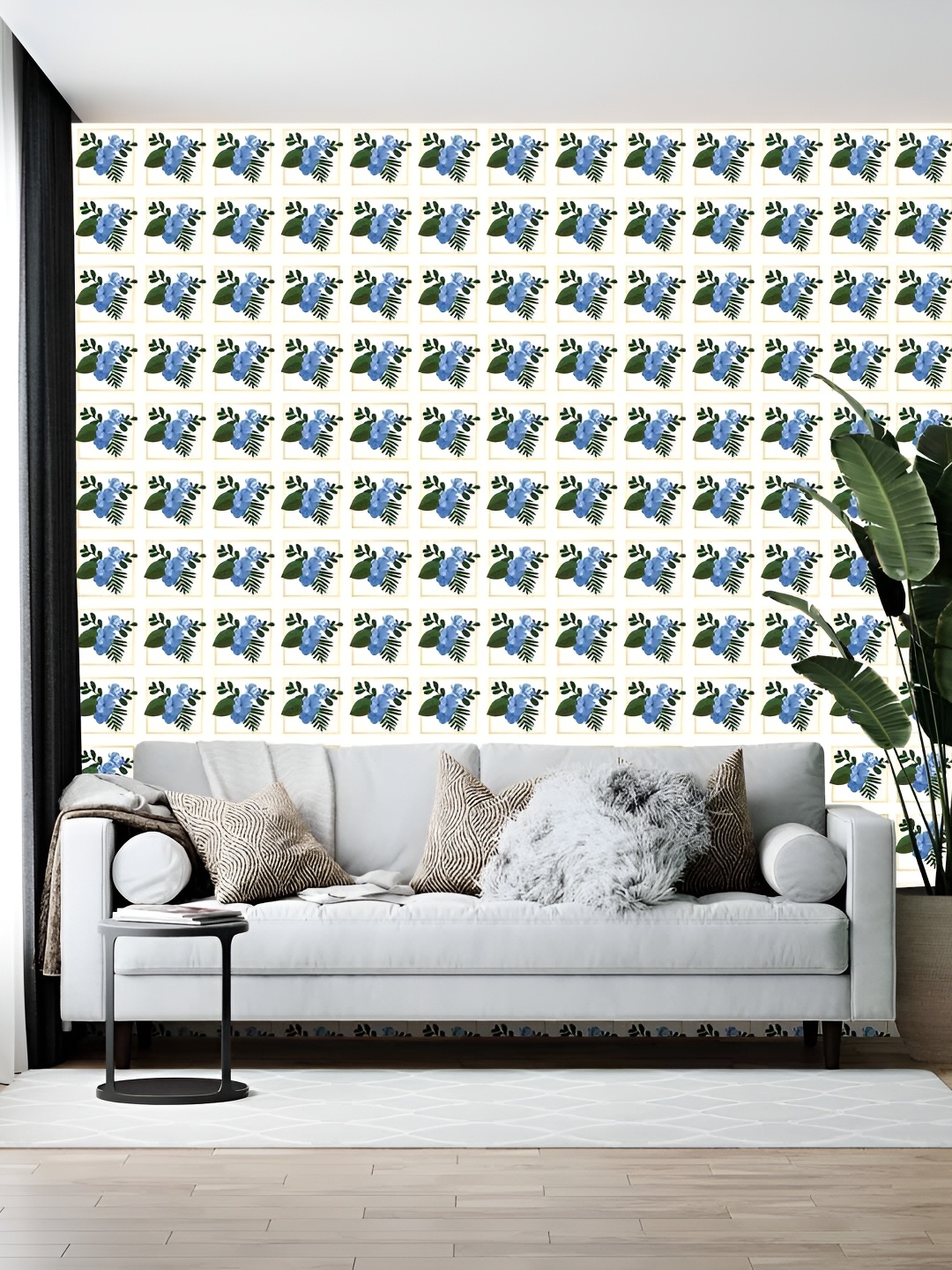 

Wallpics Blue & White Printed Self-Adhesive Wallpaper