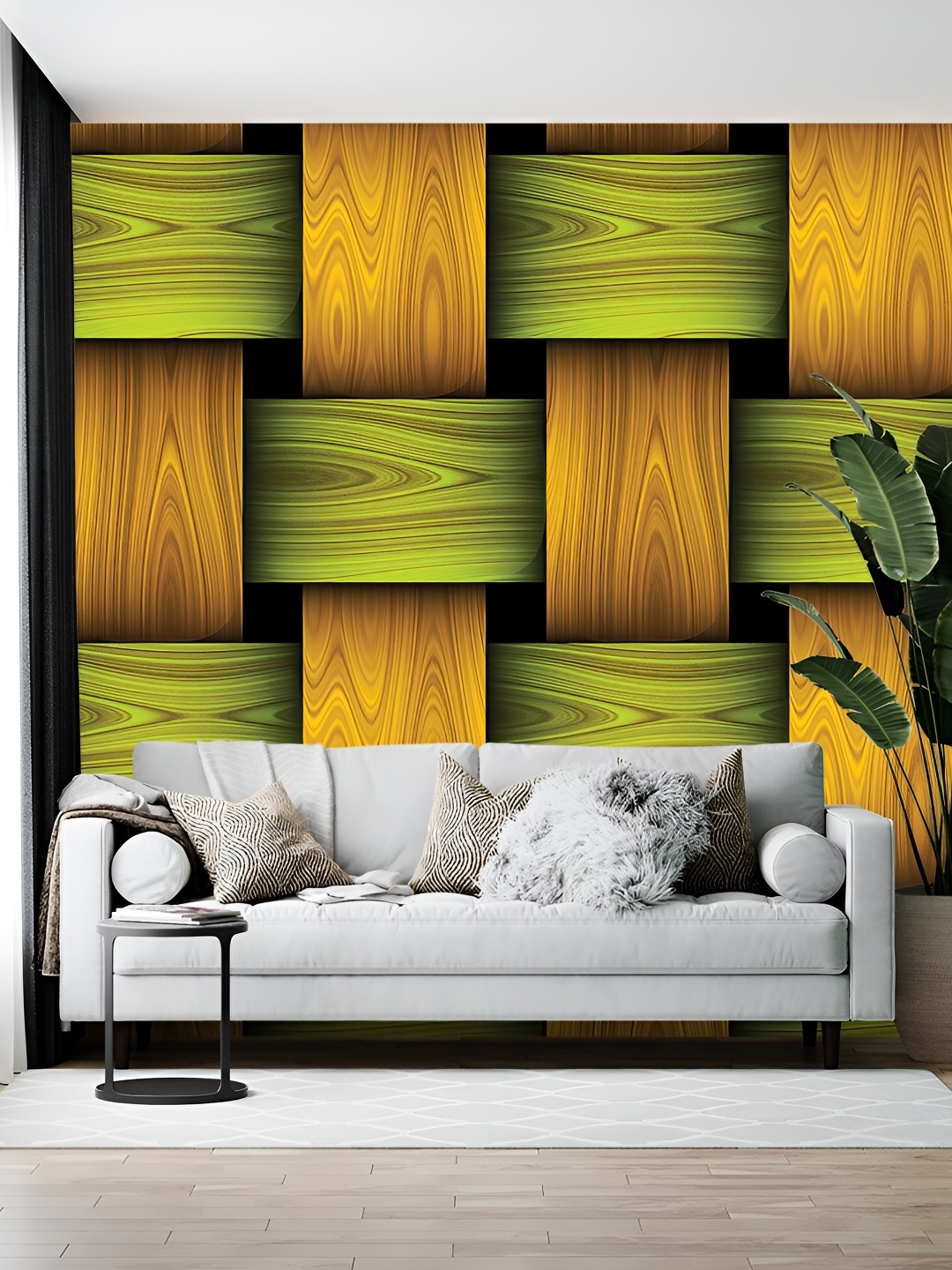 

Wallpics Green & Brown Geometric Printed Self-Adhesive Wallpaper