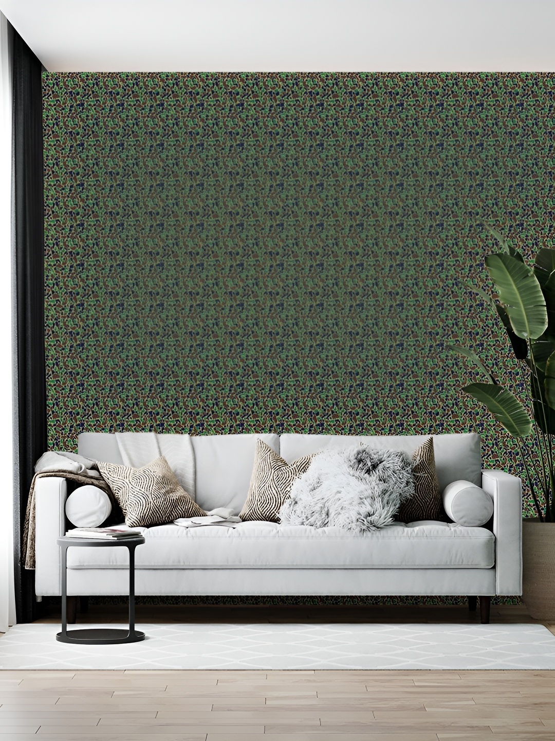 

Wallpics Olive Green & Blue Printed Self-Adhesive Wallpaper