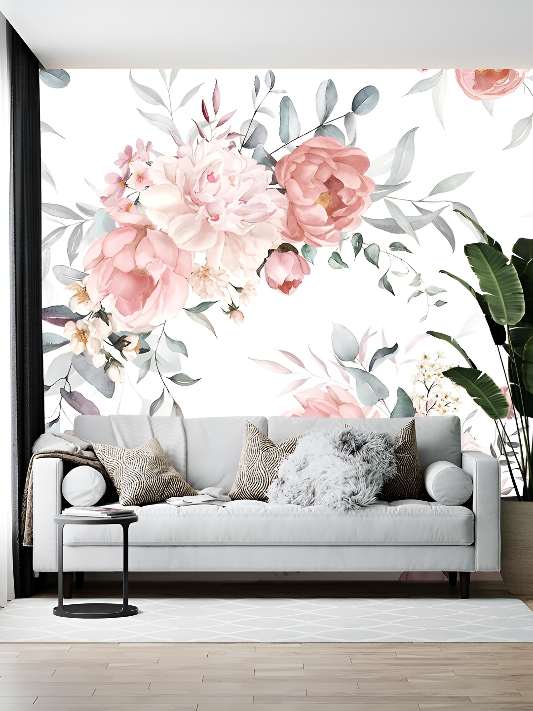 

Wallpics White & Pink Floral Printed Self-Adhesive Wallpaper