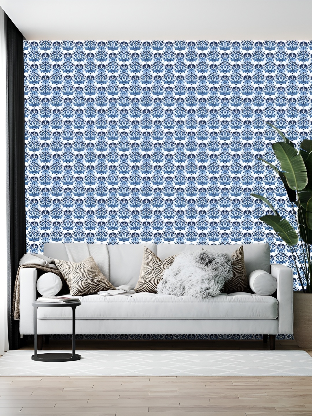 

Wallpics White & Blue Printed Self-Adhesive Wall Sticker