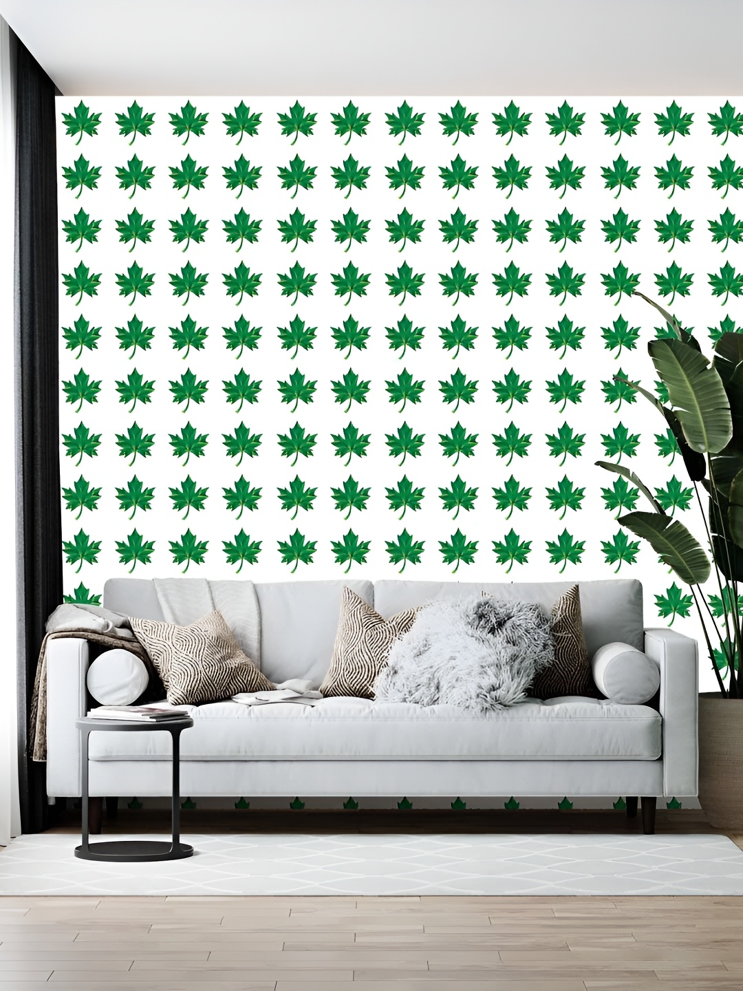 

Wallpics White & Green Printed Self-Adhesive Wall Sticker