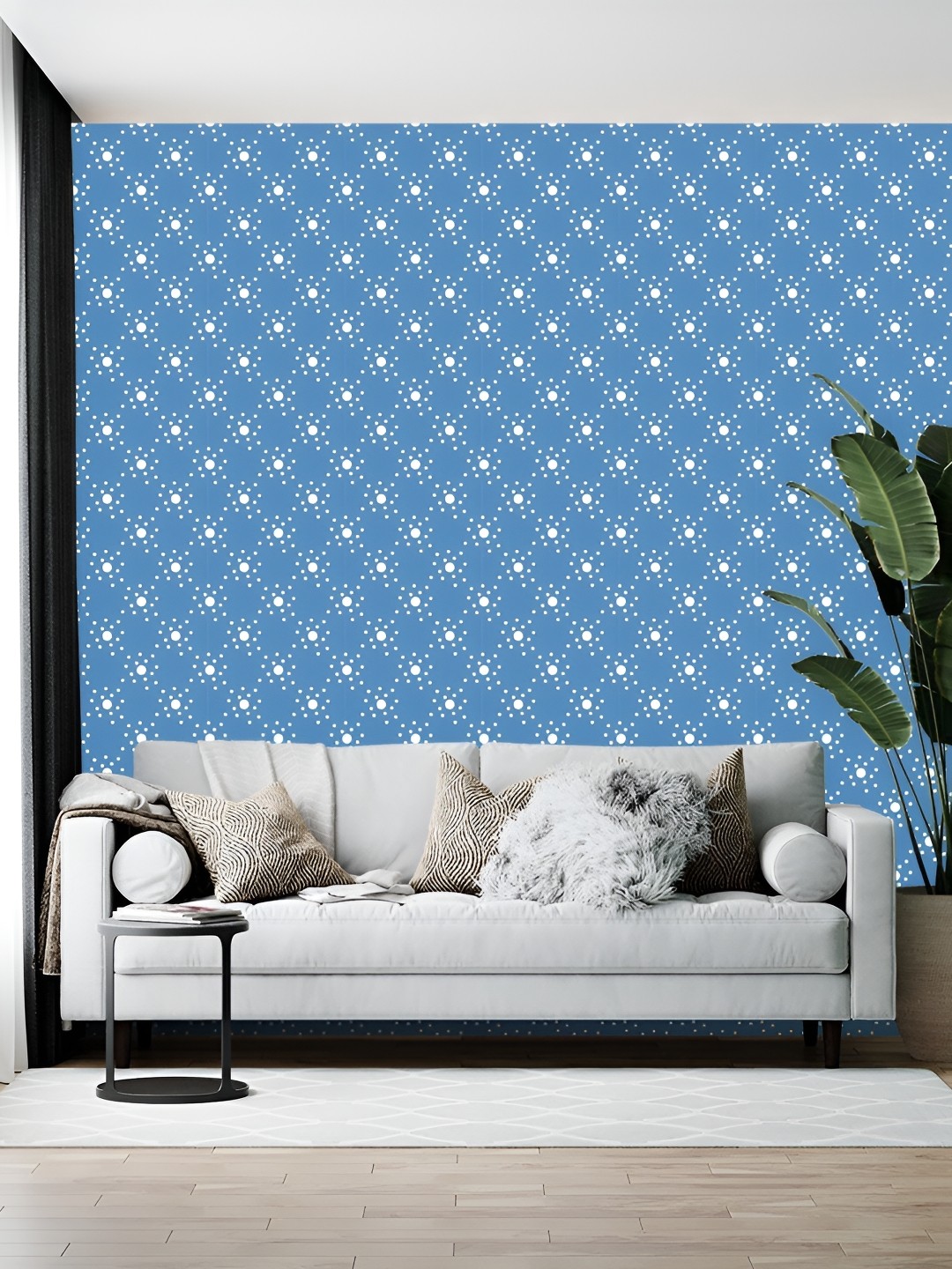 

Wallpics Blue & White Abstract Printed Self-Adhesive Wallpaper
