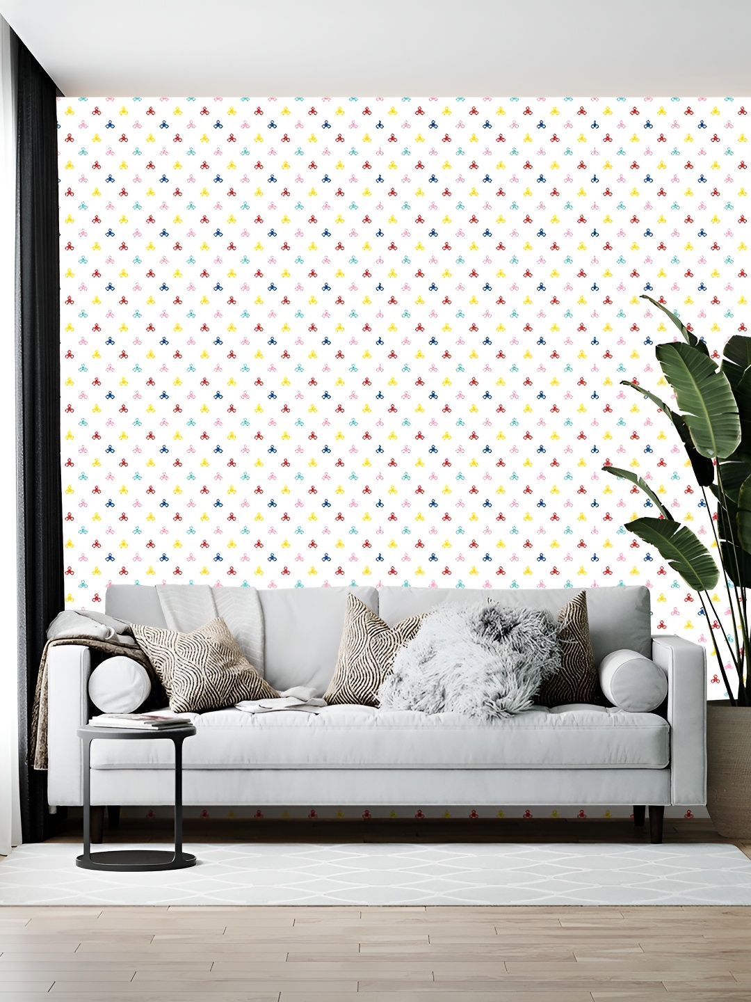 

Wallpics White & Yellow Printed Self-Adhesive Wallpaper