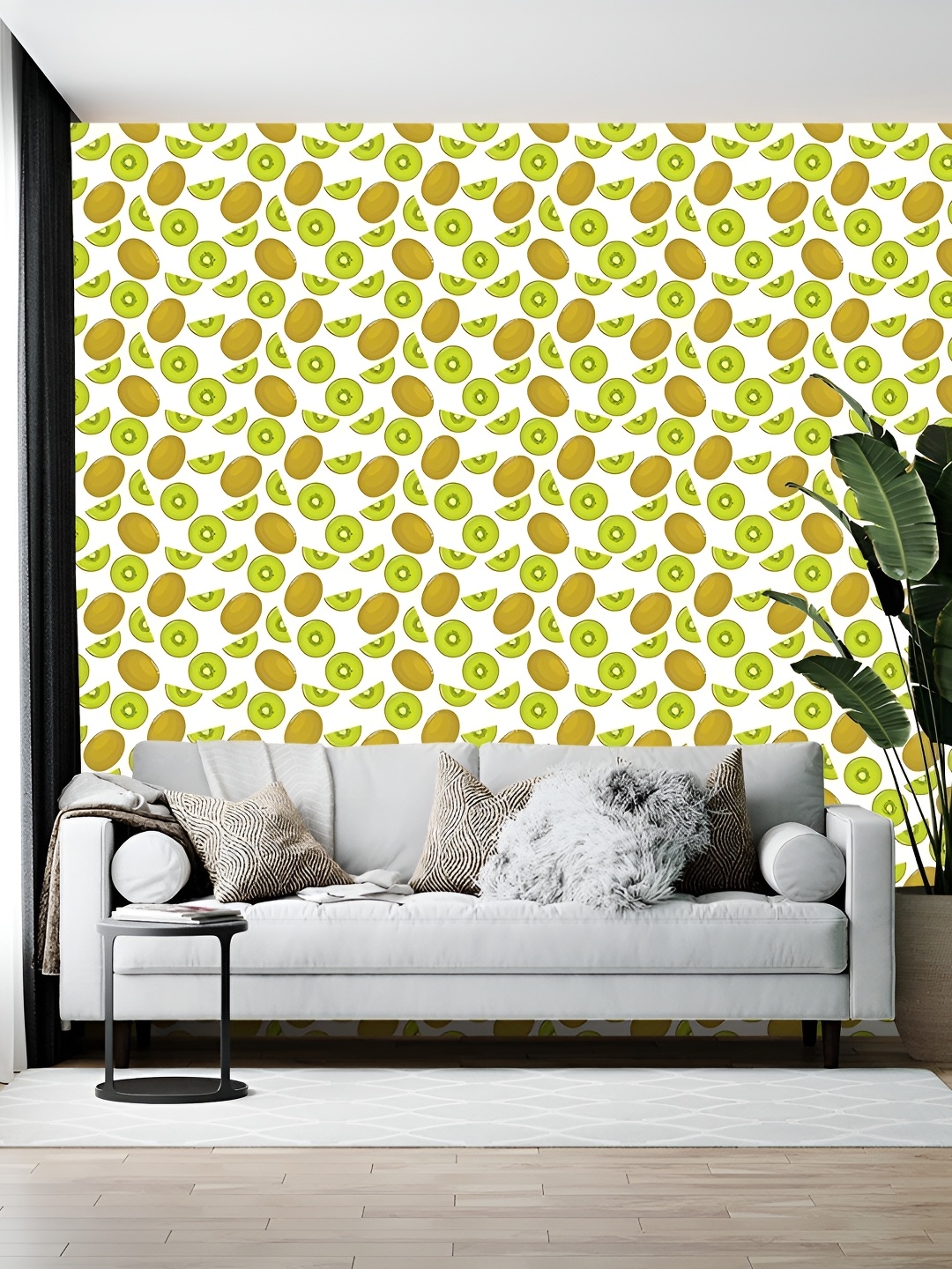 

Wallpics White & Green Printed Self-Adhesive Wallpaper