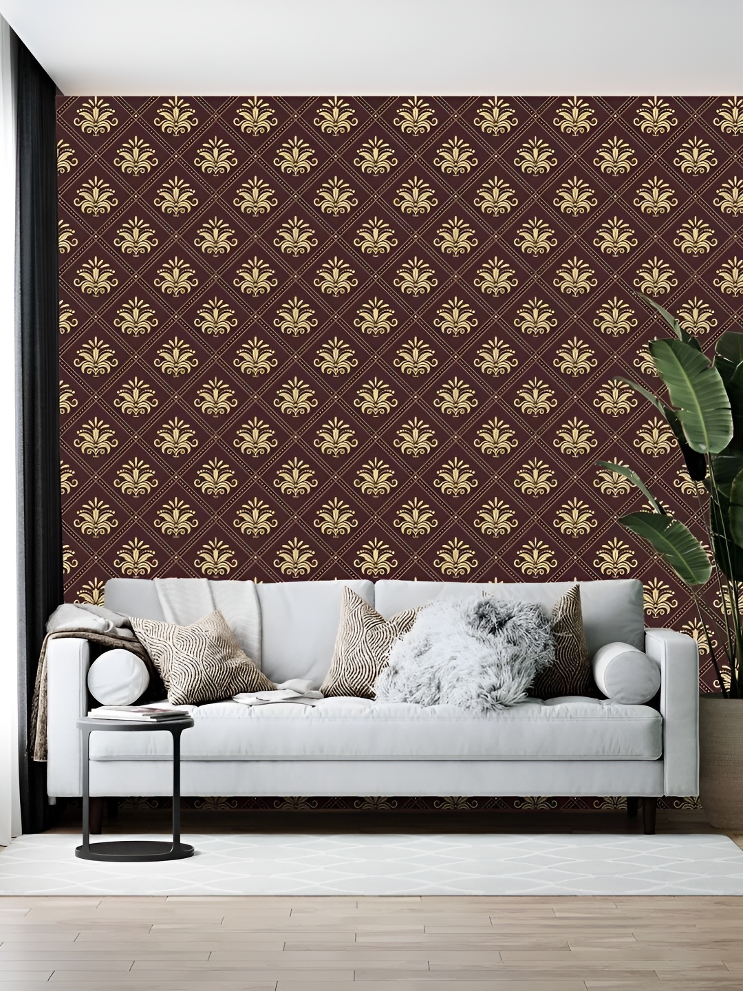 

Wallpics Coffee Brown & Beige Abstract Printed Self-Adhesive Wallpaper