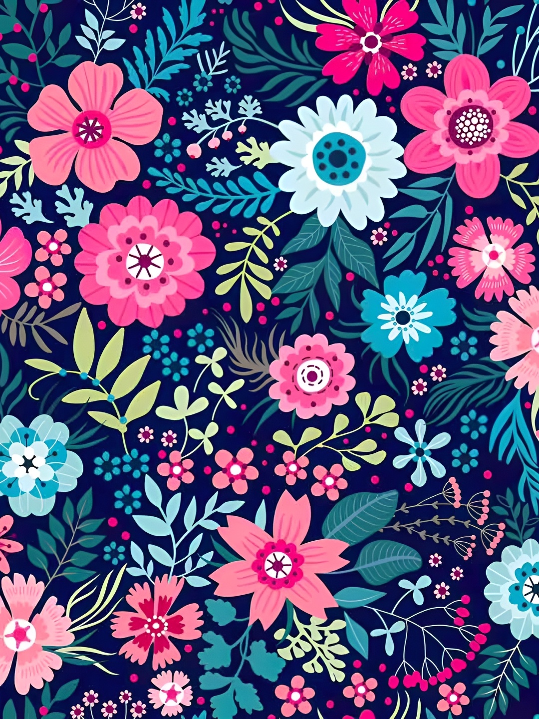 

Wallpics Blue & Pink Floral Printed Self-Adhesive Wallpaper