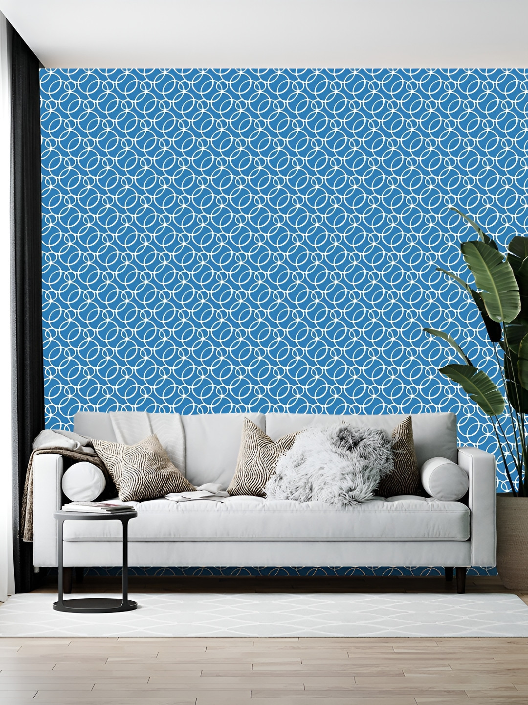 

Wallpics Blue Printed Self-Adhesive Wallpaper