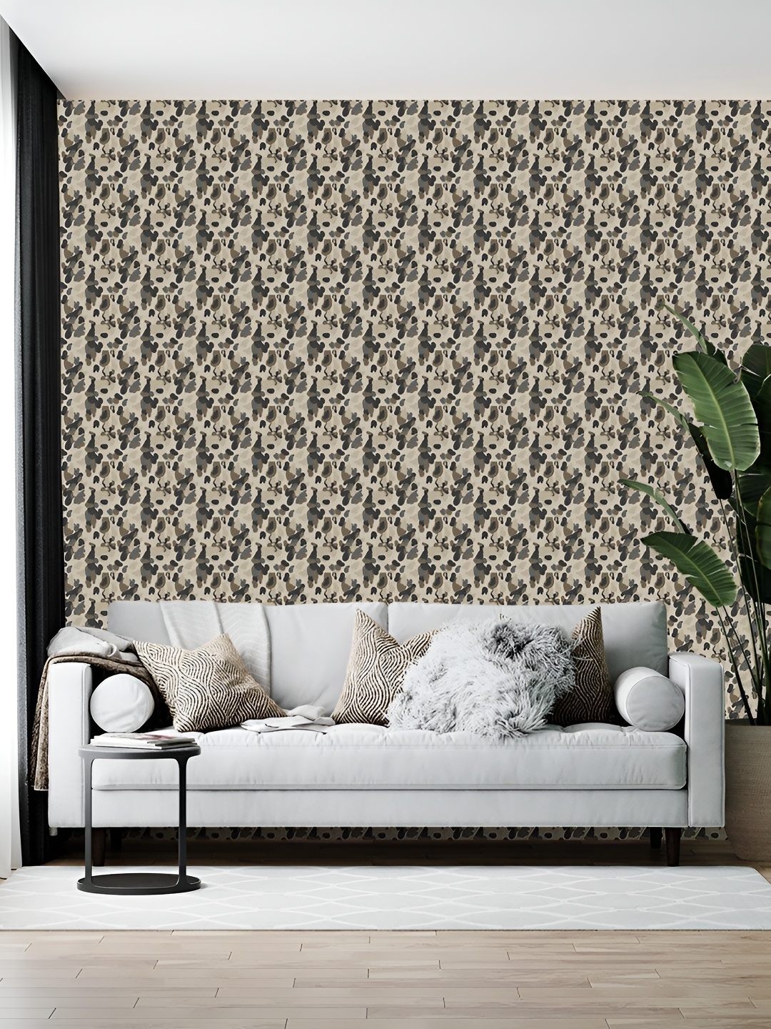 

Wallpics Grey & Black Abstract Printed Self-Adhesive Wallpaper