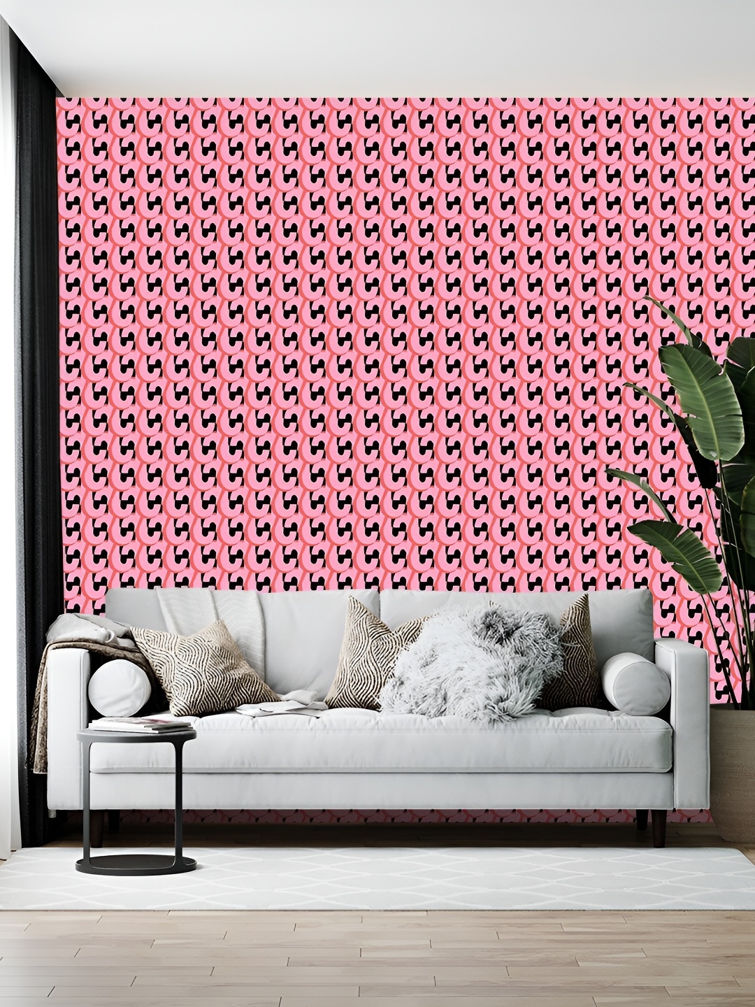 

Wallpics Pink & Black Abstract Printed Self Adhesive Wallpaper