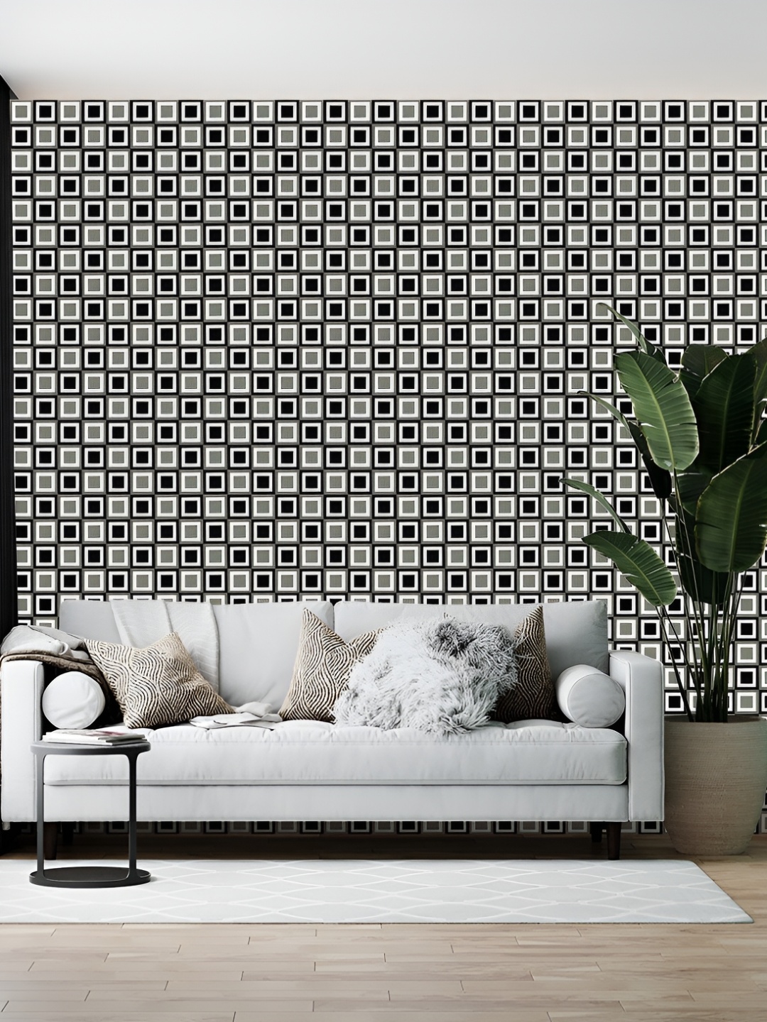 

Wallpics White & Black Abstract Printed Self-Adhesive Wallpaper