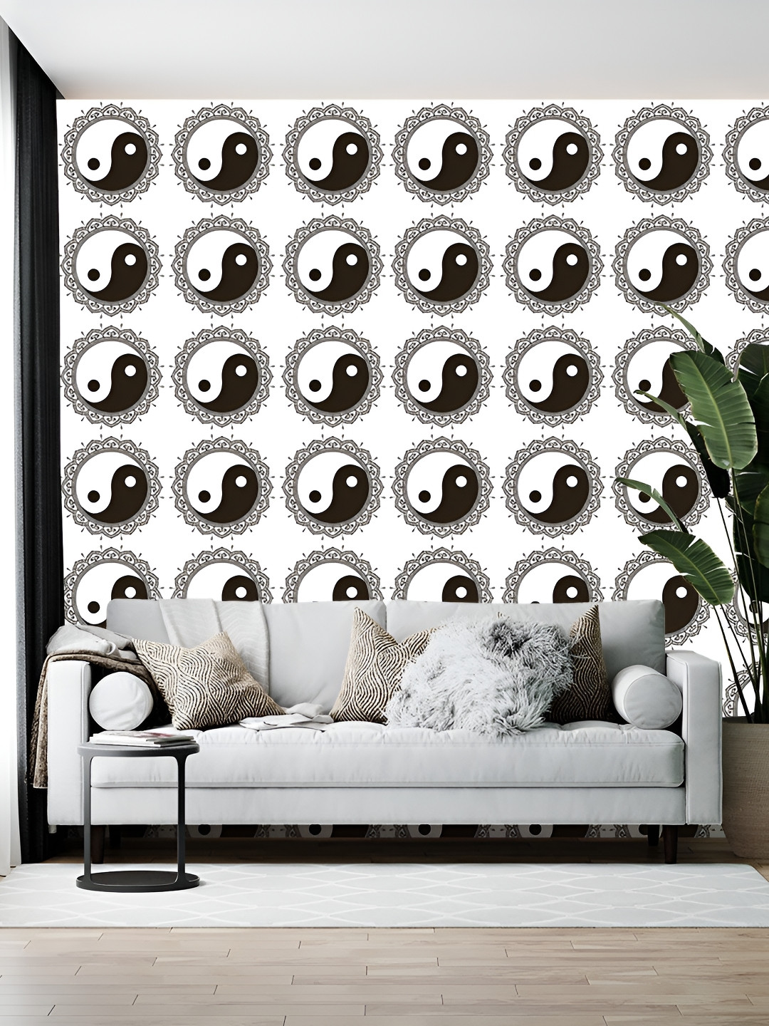 

Wallpics White & Black Abstract Printed Self-Adhesive Wallpaper