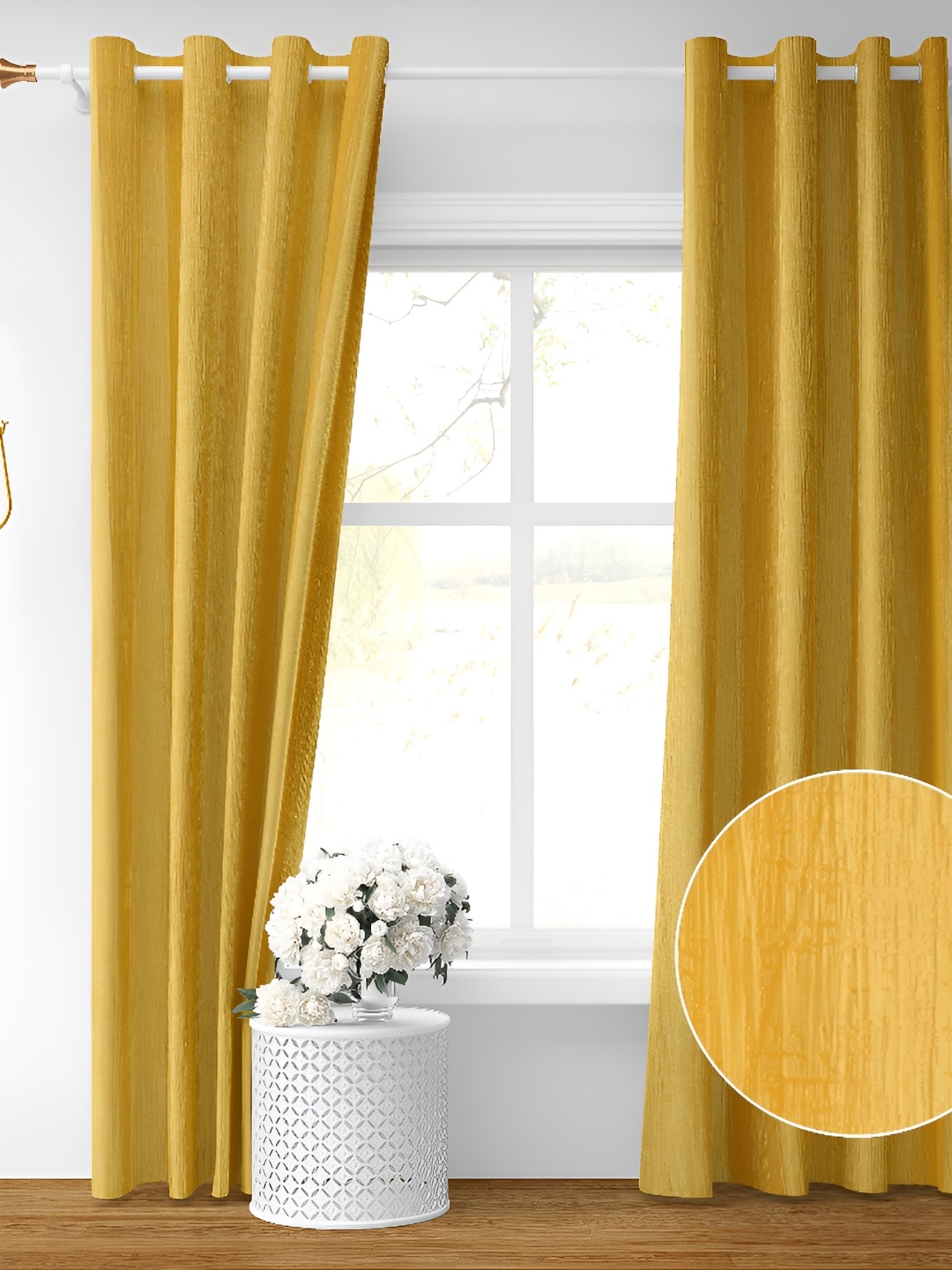 

Galaxy Home Decor Yellow Eyelet Room Darkening Long Door Curtain