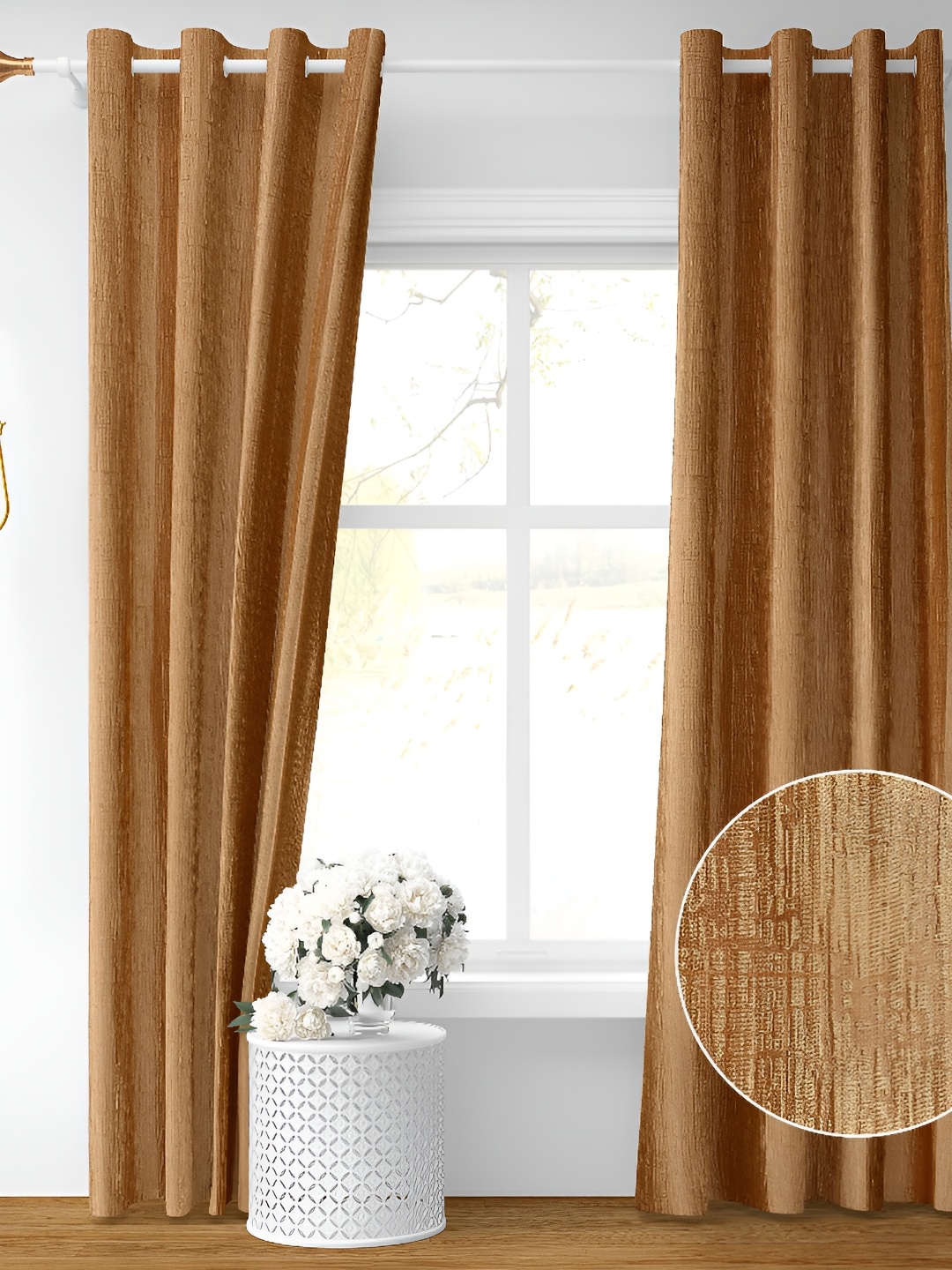 

Galaxy Home Decor Gold-Toned Set of 2 Floral Room Darkening Window Curtain