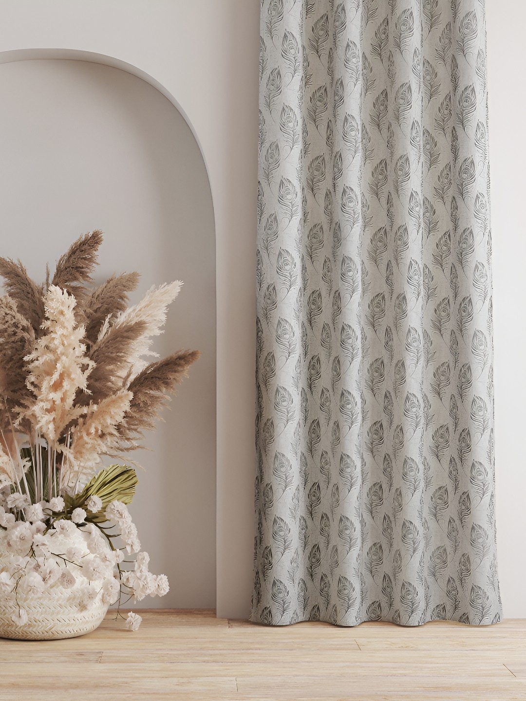 

Galaxy Home Decor Off White Floral Room Darkening Door Curtain