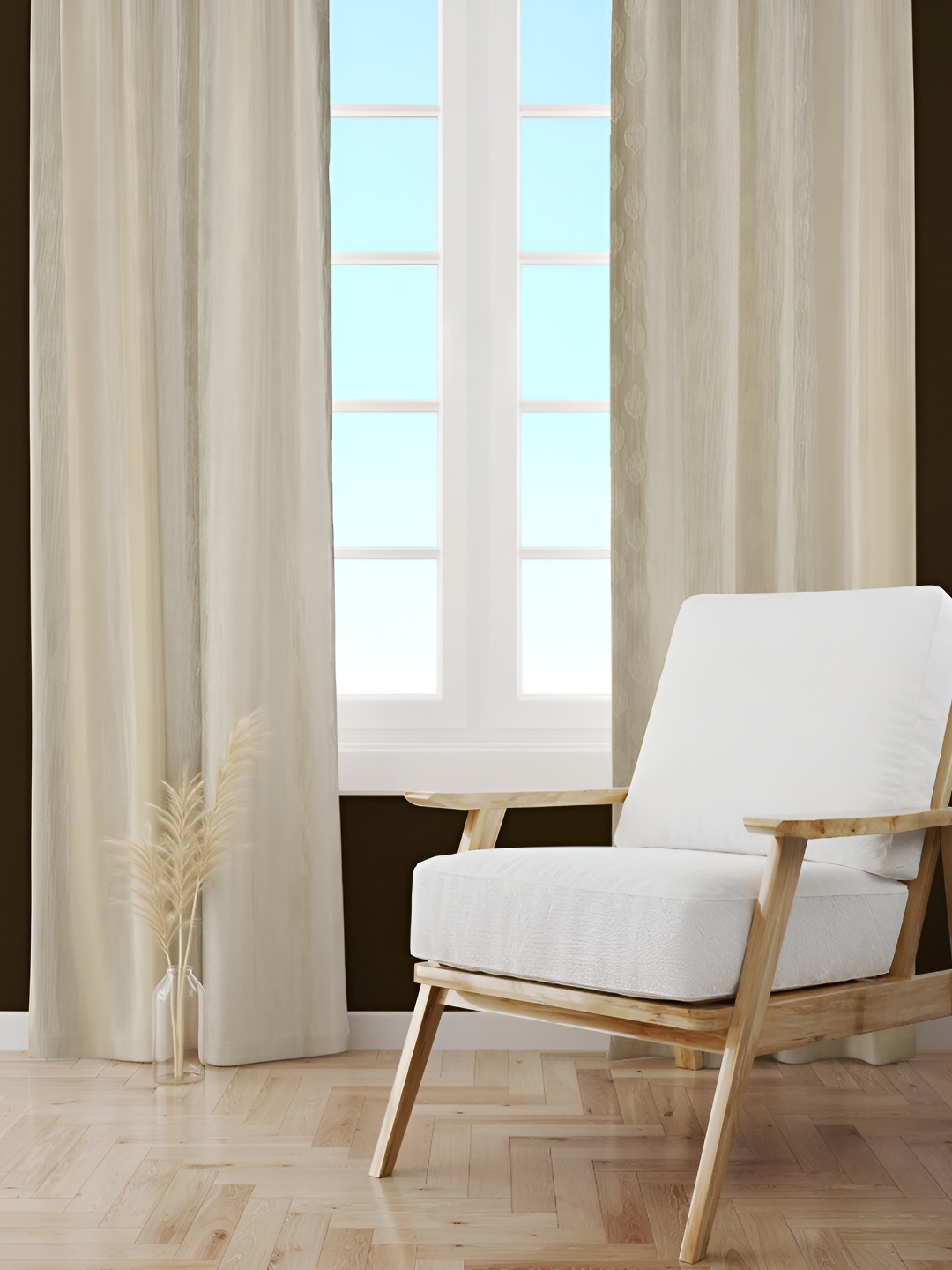 Galaxy Home Decor Off White Floral Room Darkening Long Door Curtain