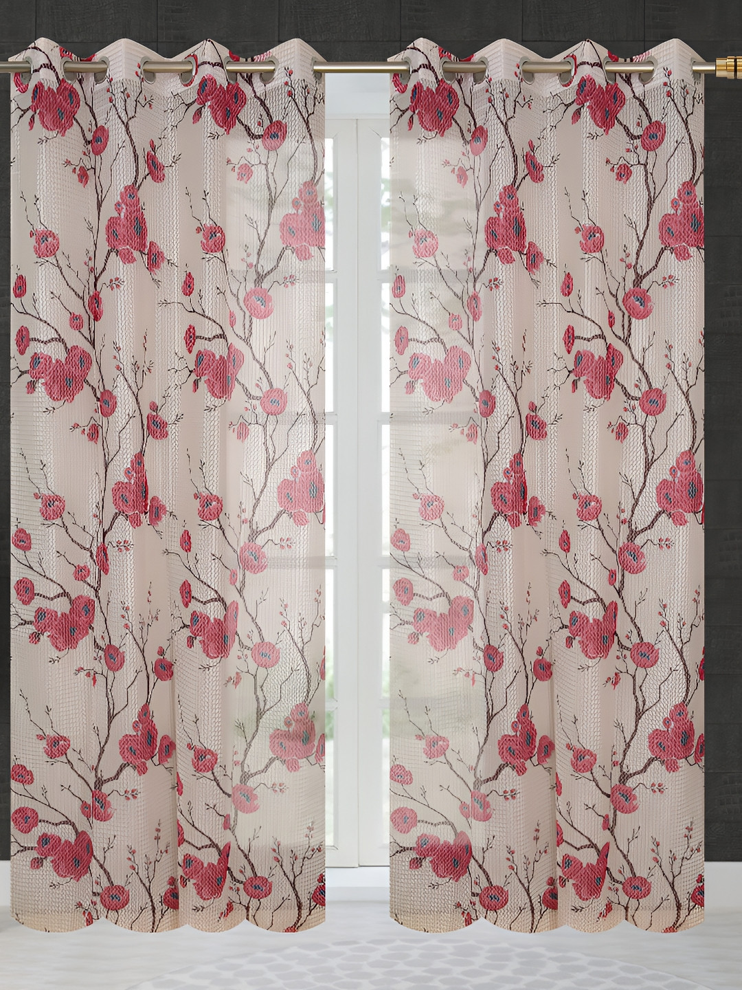 

Galaxy Home Decor Pink Floral Room Darkening Long Door Curtain