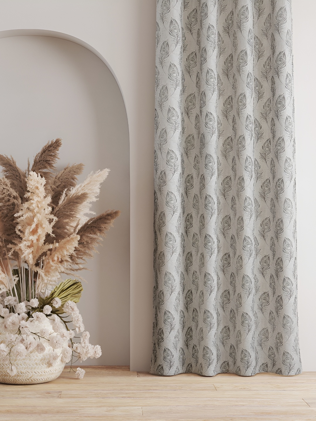 

Galaxy Home Decor Off White Floral Room Darkening Window Curtain