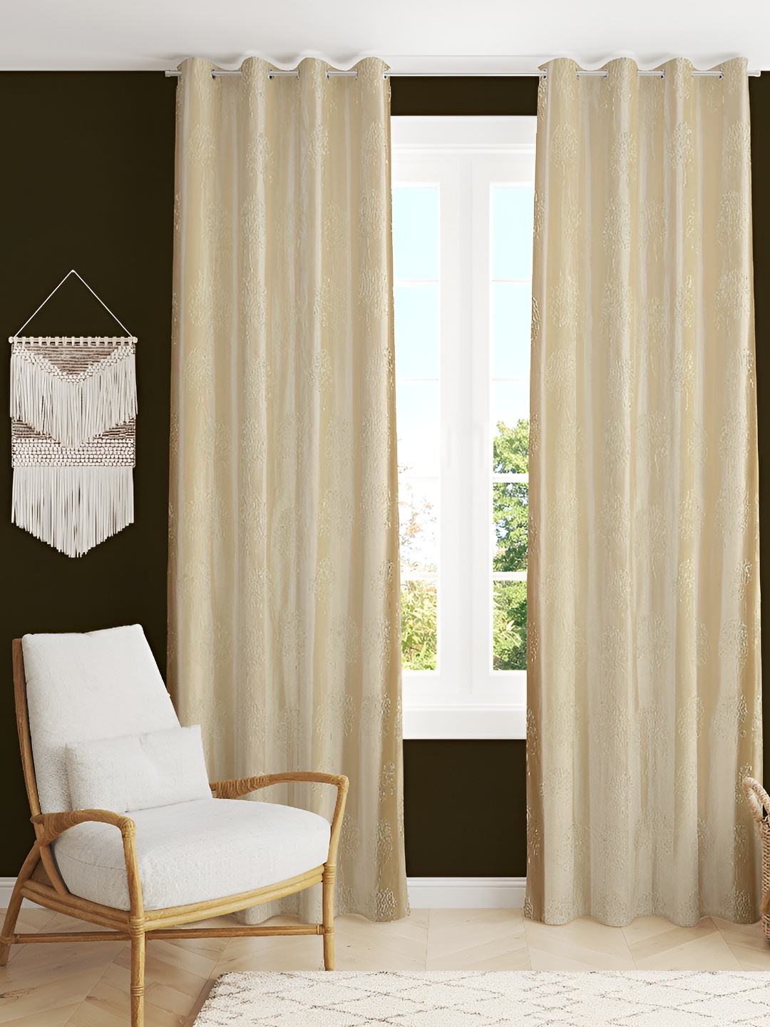 

Galaxy Home Decor Cream 2 Pieces Room Darkening Long Door Curtains