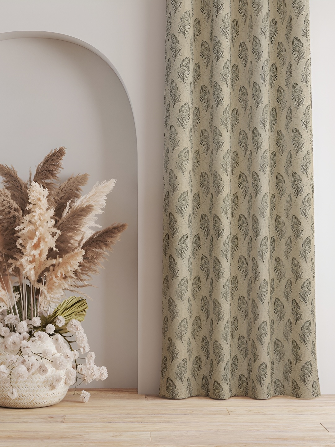 

Galaxy Home Decor Cream-Coloured Floral Room Darkening Window Curtain
