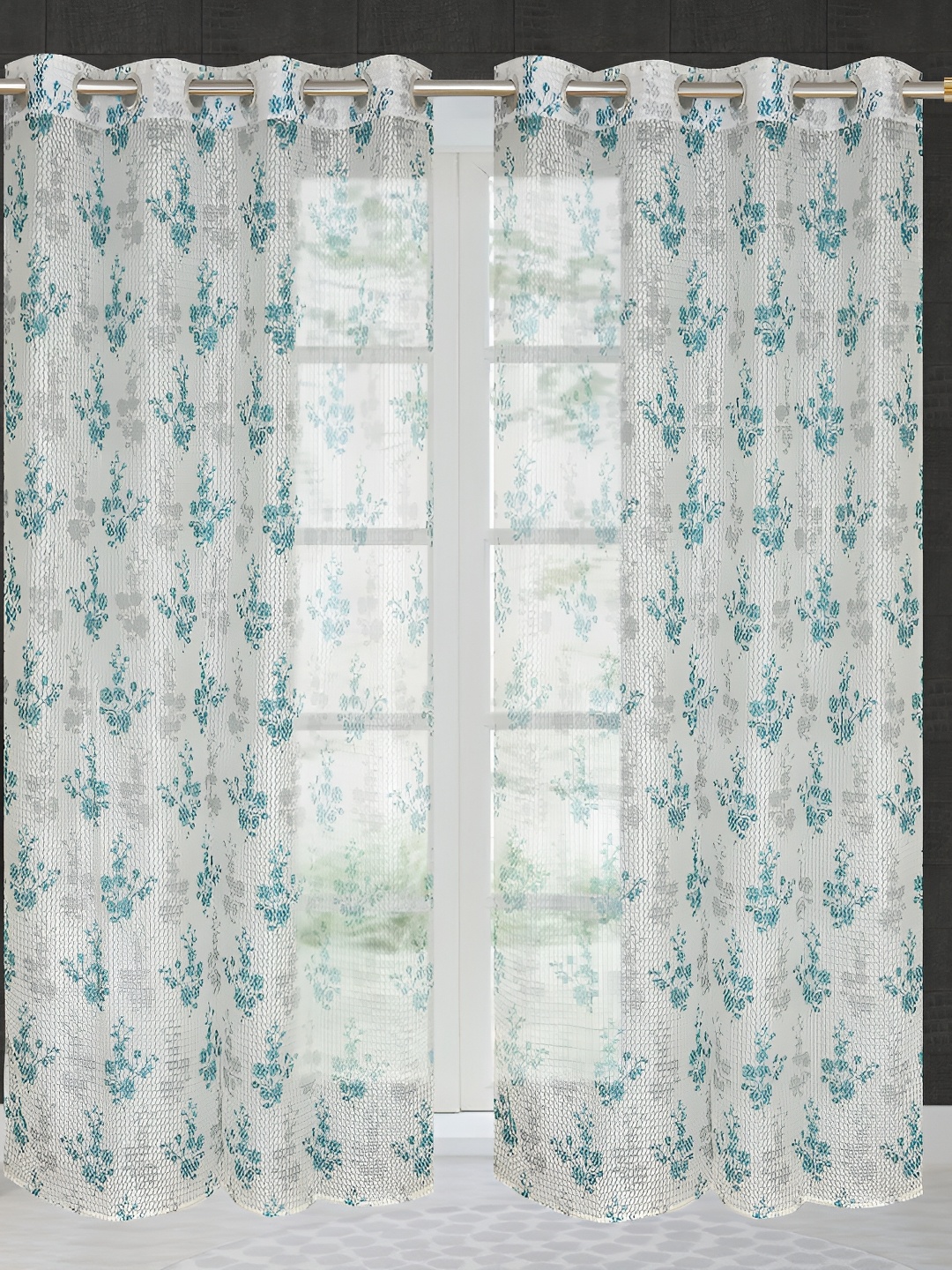 

Galaxy Home Decor Turquoise Blue Floral Room Darkening Door Curtain